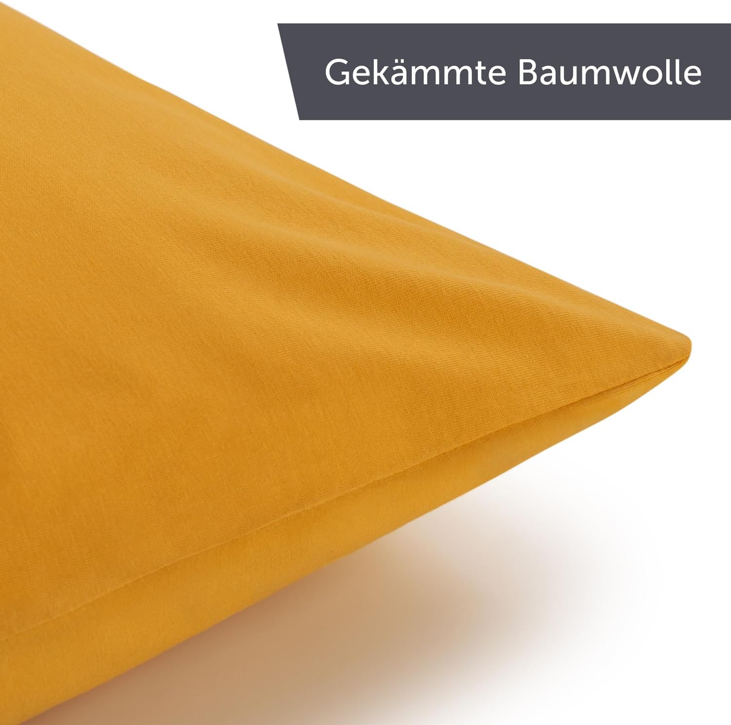 Thumbnail 6 de Blumtal Kissenbezug 60x60 cm im 2er-Set – Gelb, 100% Baumwoll-Jersey (Öko-Tex) mit Reißverschluss