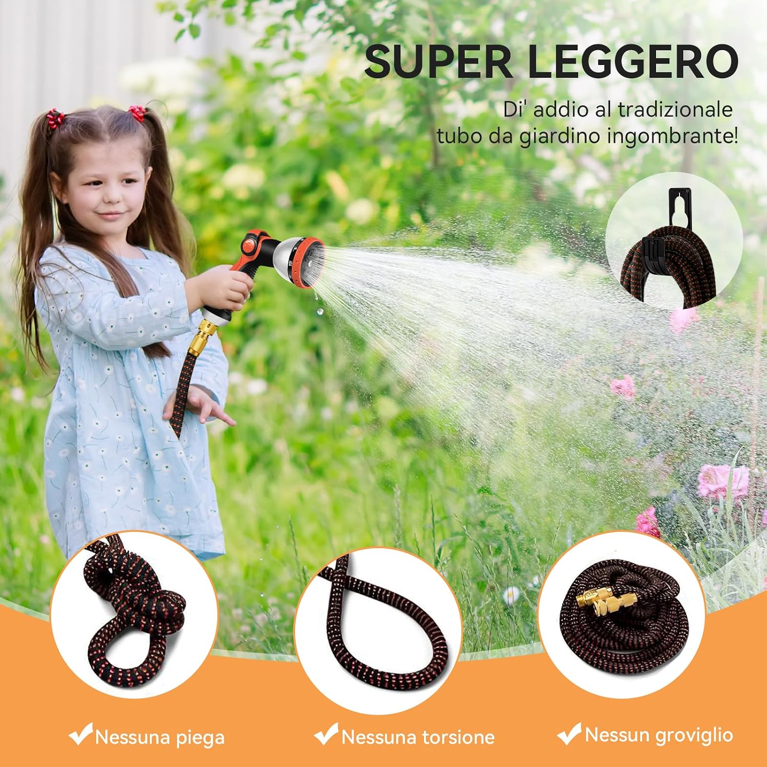 Thumbnail 6 de Yofidra Tubo Acqua Giardino Estensibile 30 m – 3/4"-1/2", 10 getti, Tessuto 3450D, 3 strati di lattice