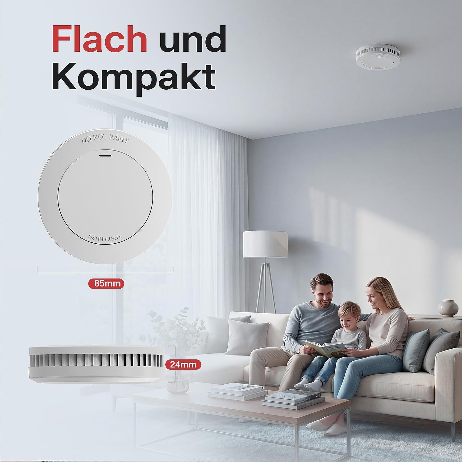 Thumbnail 2 de RUNIDUR Rauchmelder 10 Jahre Batterie – Mini Flacher Feuermelder, TÜV Rheinland Zertifiziert (6 Stück)
