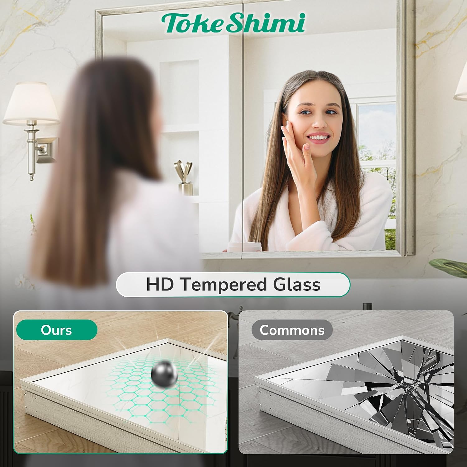 Thumbnail 6 de TokeShimi 14 x 18 Medicine Cabinet with Beveled Aluminum Frame
