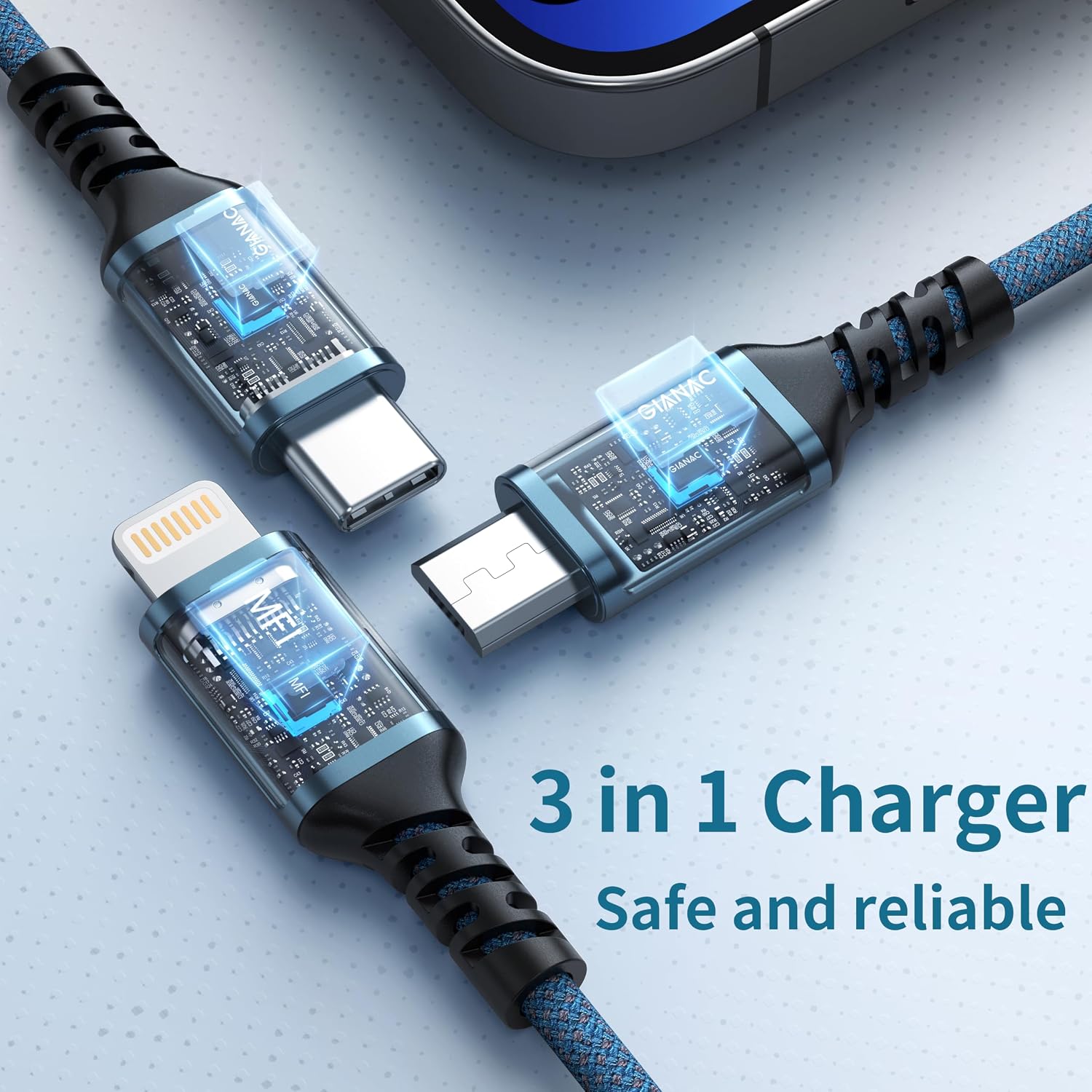 Thumbnail 2 de Multi Charger Cable 3 in 1 USB Cable 1.2M