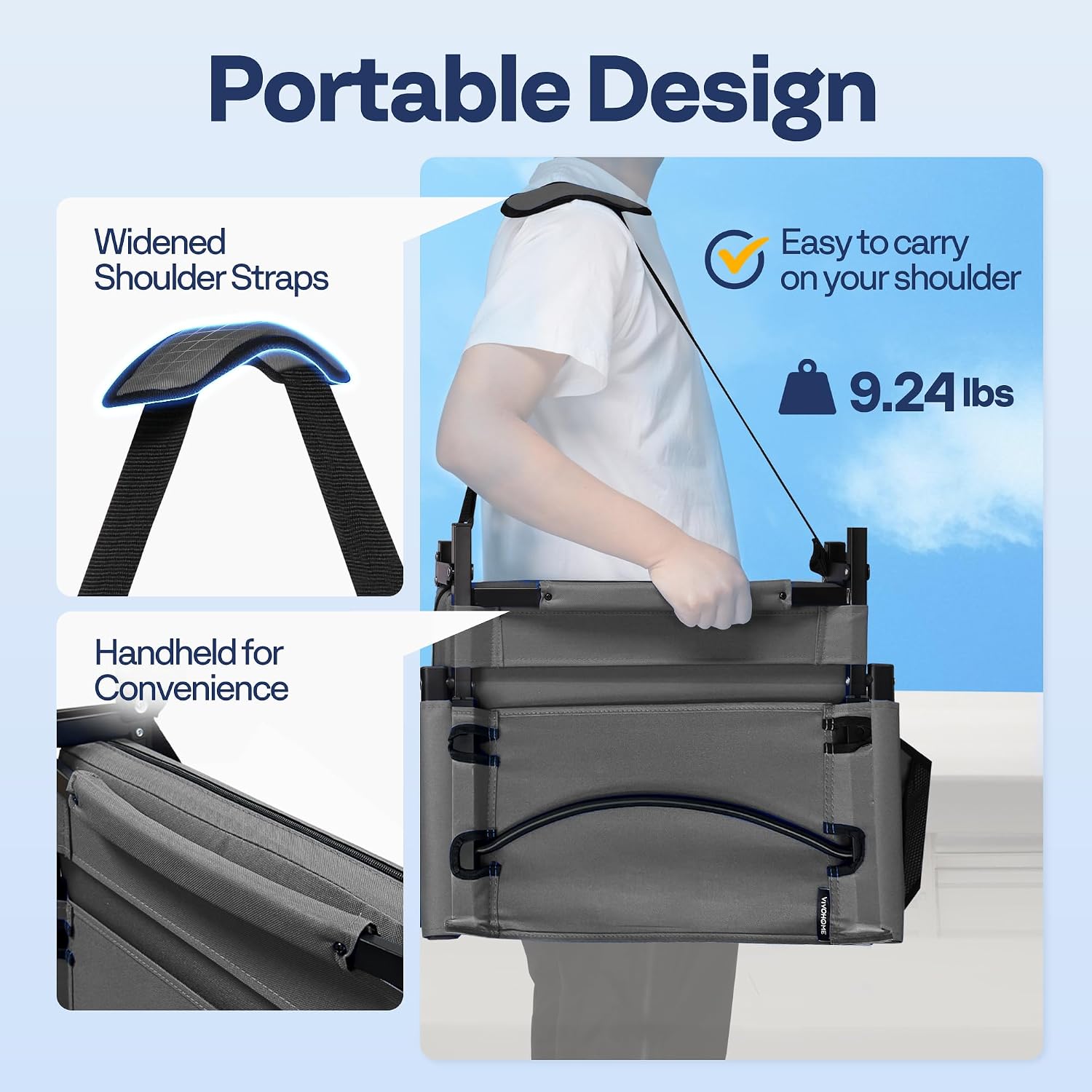 Detalle de VIVOHOME VH1726-GY Stadium Seats, 2-Pack Foldable with Adjustable High Backs