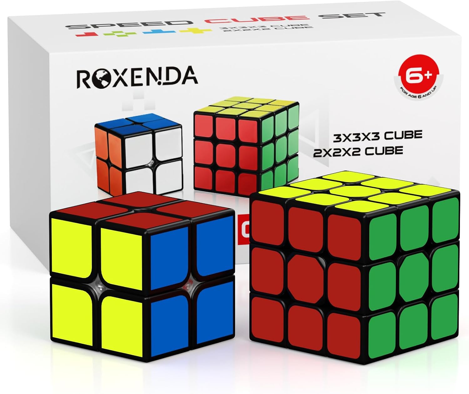 Detalle de ROXENDA Speed Cube Set (2x2 / 3x3) – Original Fast Cube with Instruction (Sticker)
