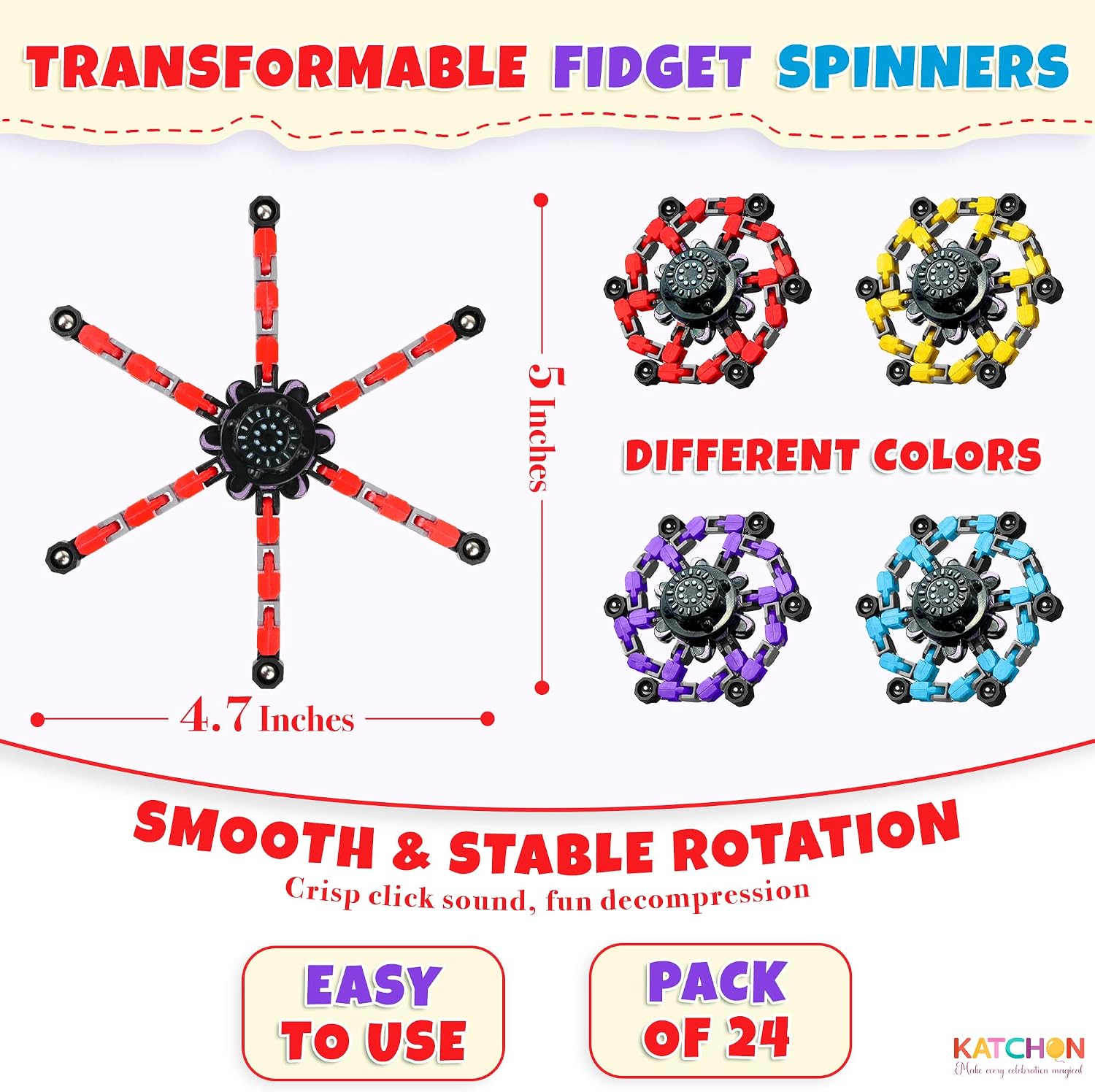 Detalle 2 de KatchOn Transformable Robot Fidget Spinner – Pack of 24