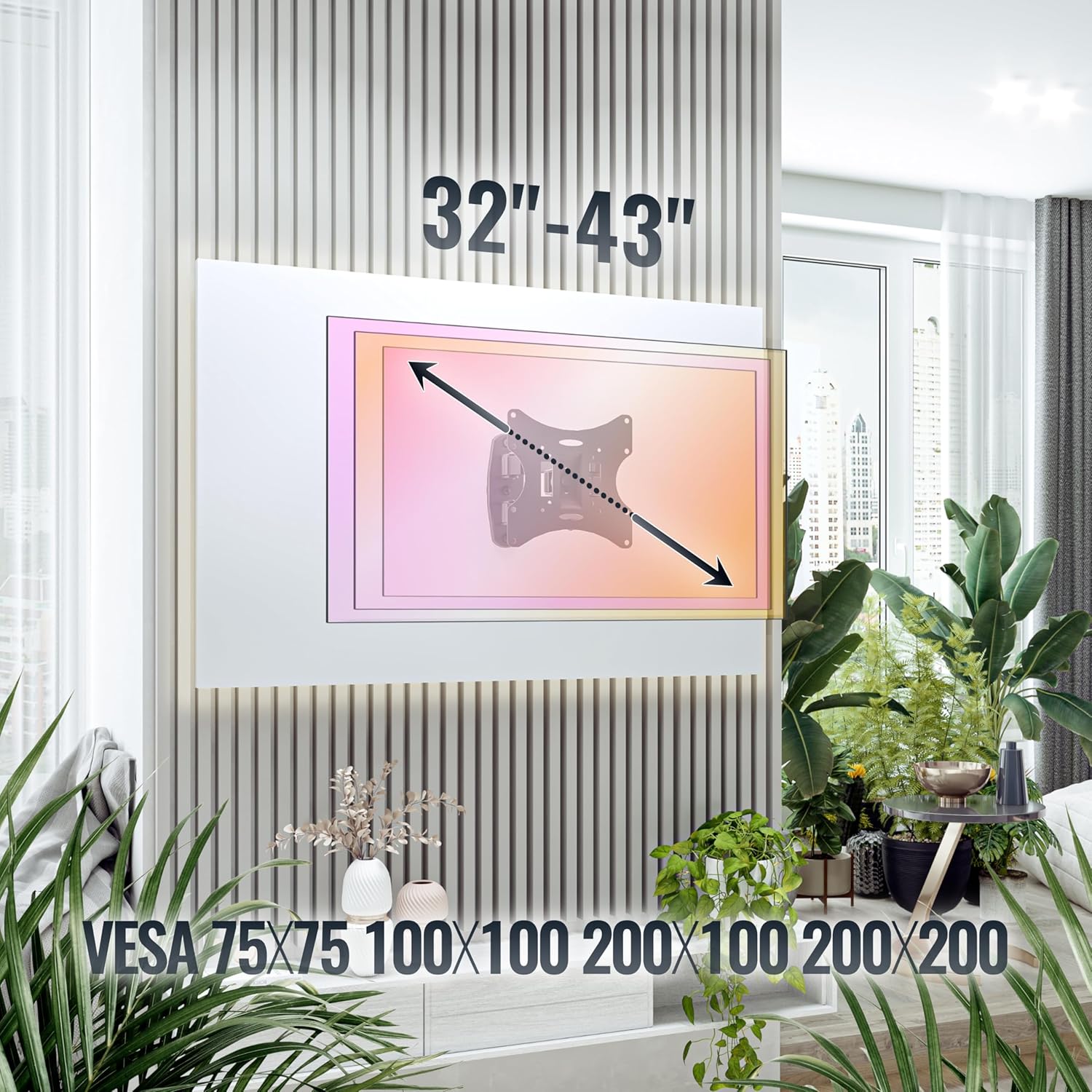 Thumbnail 4 de RICOO Support mural TV S2522 orientable et inclinable 17 à 42" (43 à 107 cm) VESA 200 x 200