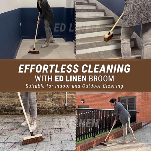 Thumbnail 6 de 10” Outdoor Garden Broom with Wooden Handle by ED LINEN – Heavy-Duty Bassine Bristles