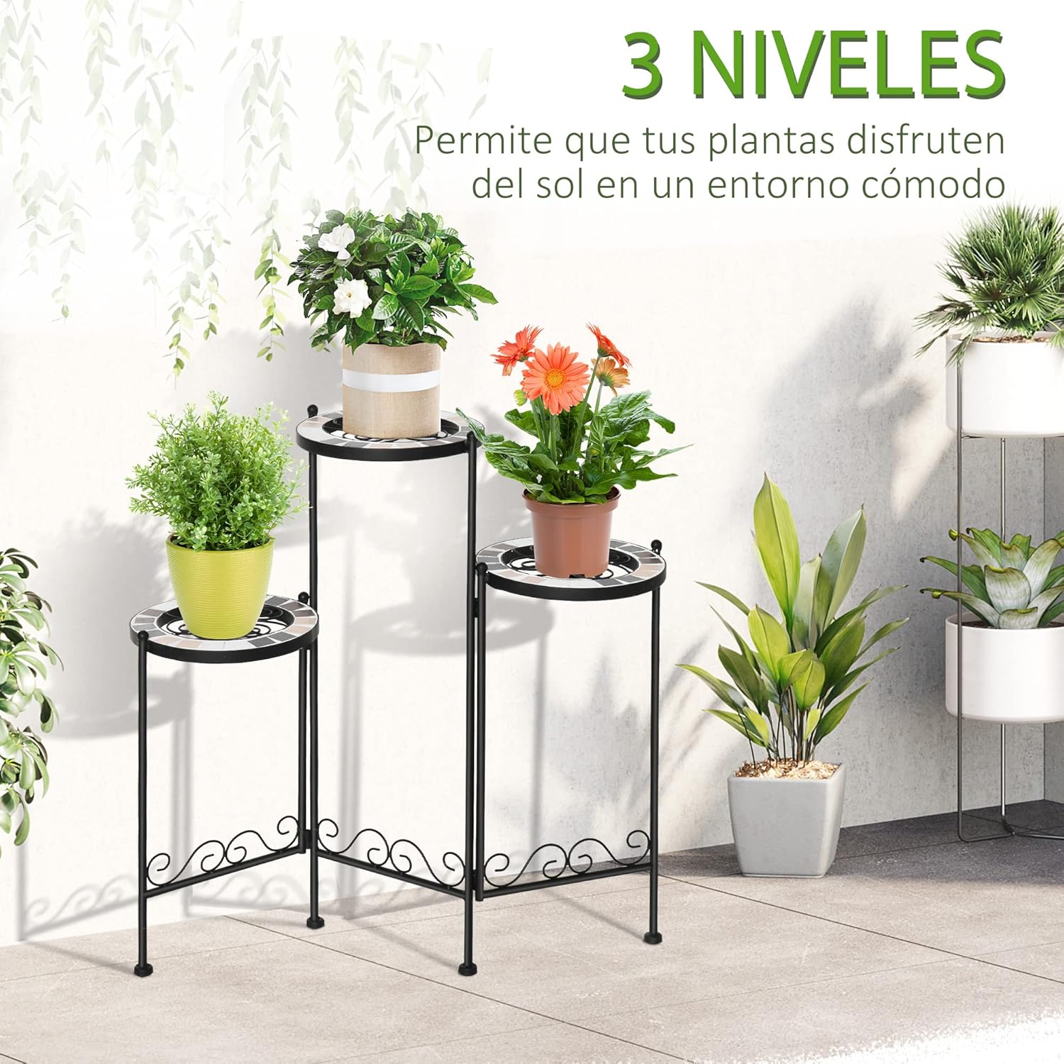 Thumbnail 2 de Outsunny Soporte para Plantas plegable 60x22x65 cm