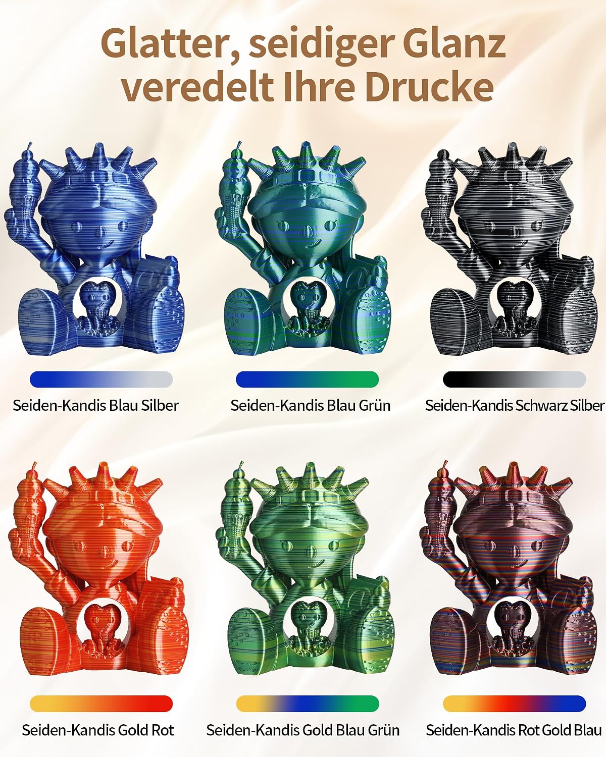 Detalle 2 de LANDU Silk PLA 3D Filament 1,75 mm 1 kg