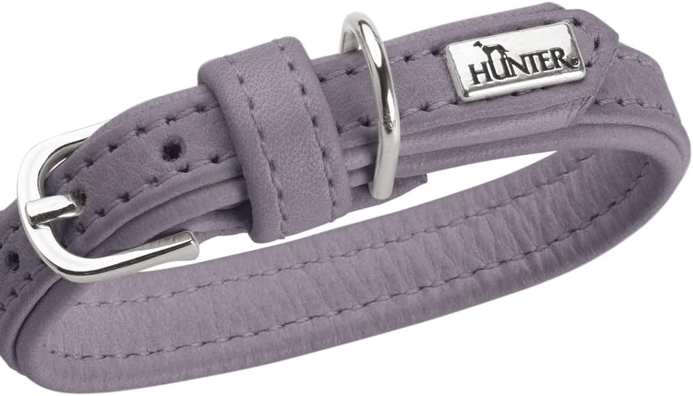 Detalle 2 de Hunter Hundehalsband SOHO MINI Flieder-Grau – Leichtes, fellschonendes Rindsleder für kleine Hunde