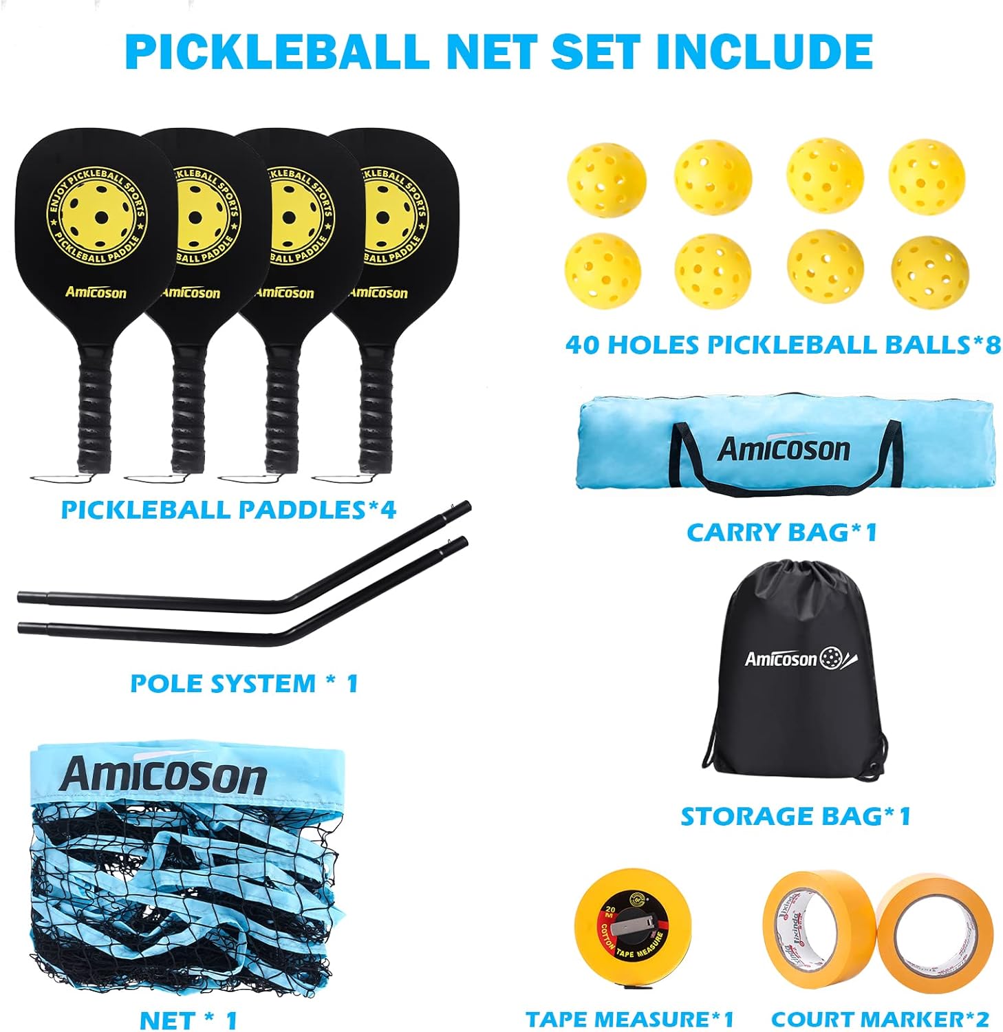 Thumbnail 3 de Amicoson Filet de Pickleball 22FT