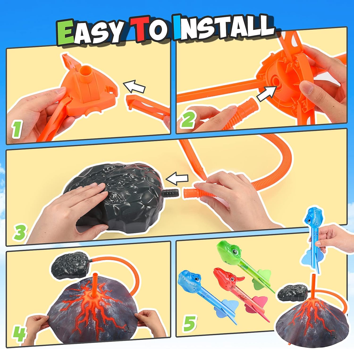 Detalle de Anginne Dinosaur Toys with Rocket Launchers for 3–8 Year Olds – Outdoor Garden Play