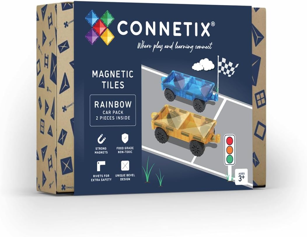 Detalle de CONNETIX – Pack de 2 tuiles magnétiques « Voiture » Arc-en-Ciel