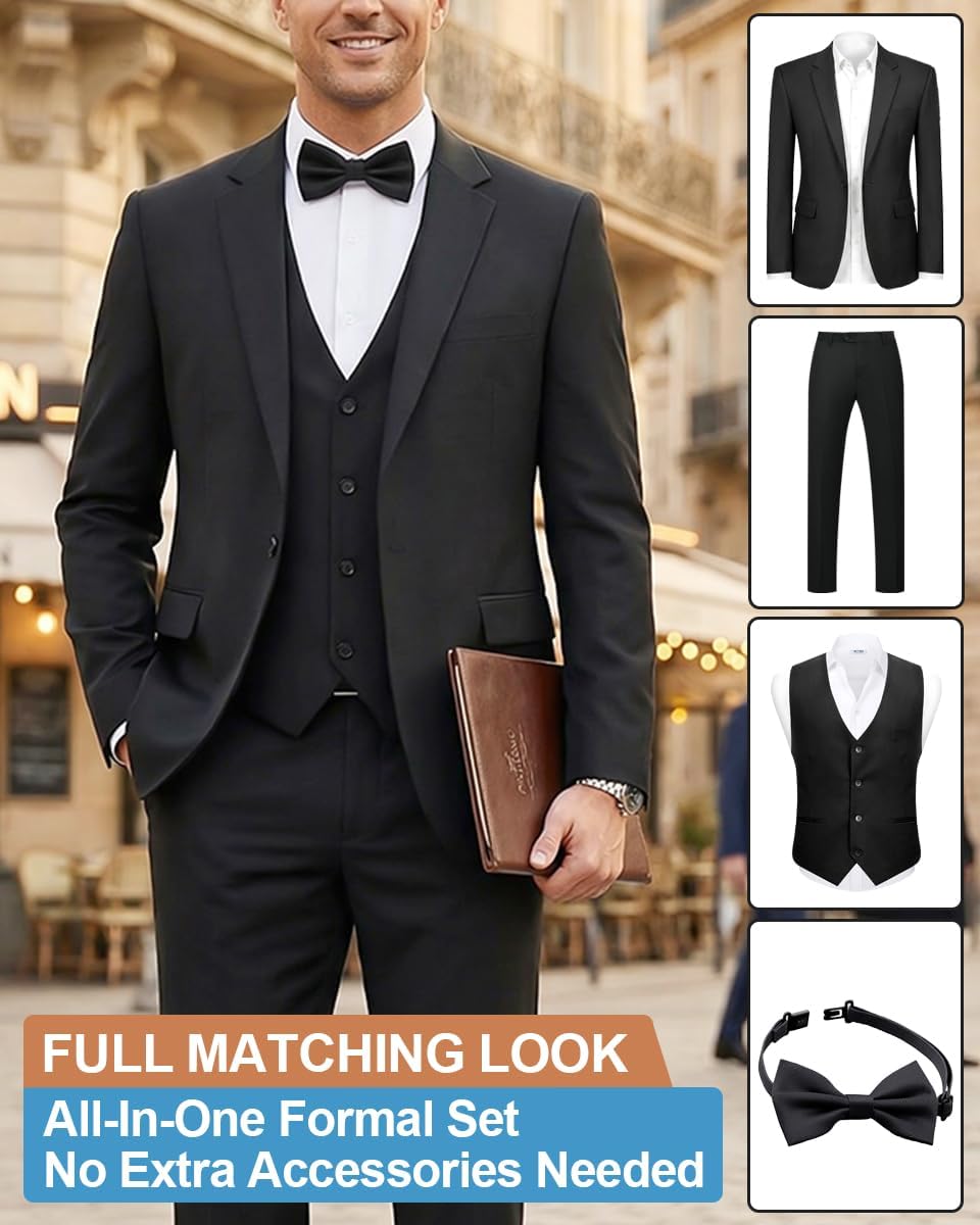 Detalle 2 de 3-Piece Slim Fit Men's Suit Set
