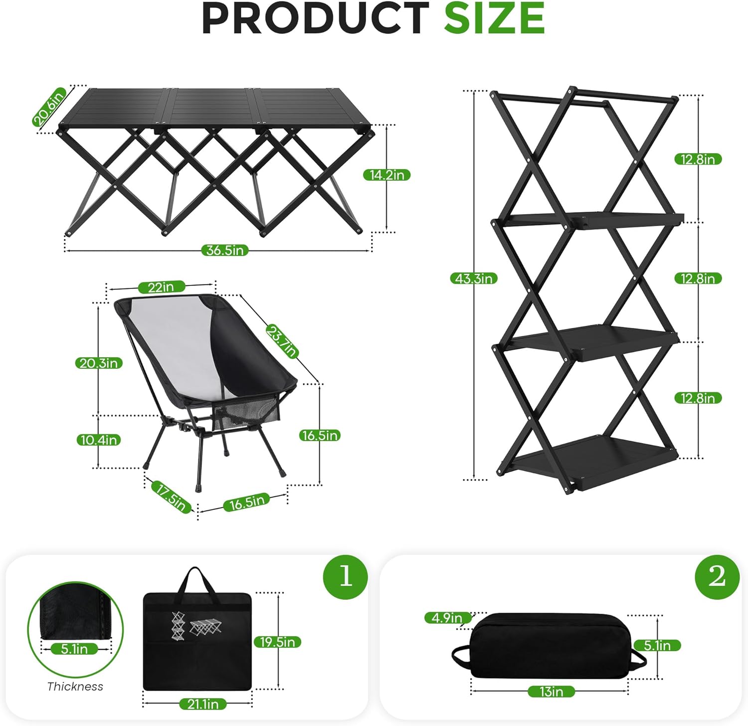 Detalle de Hsundries 2 in 1 Aluminum Folding Camping Table with Chair — Portable Set 🎪