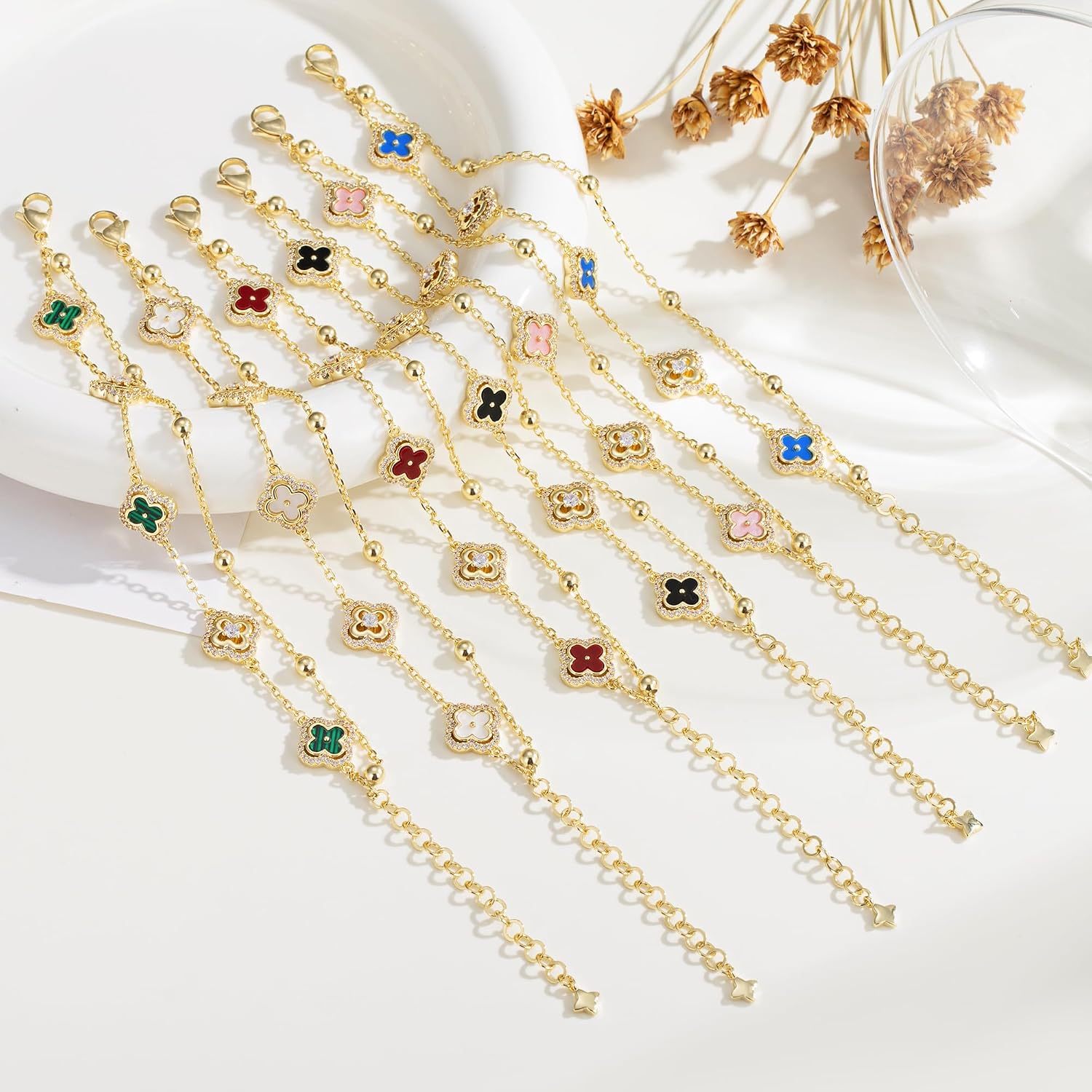 Thumbnail 6 de Turandoss Armband Damen Gold, 14K Vergoldet – vierblättriges Kleeblatt mit Zirkonia, verstellbar