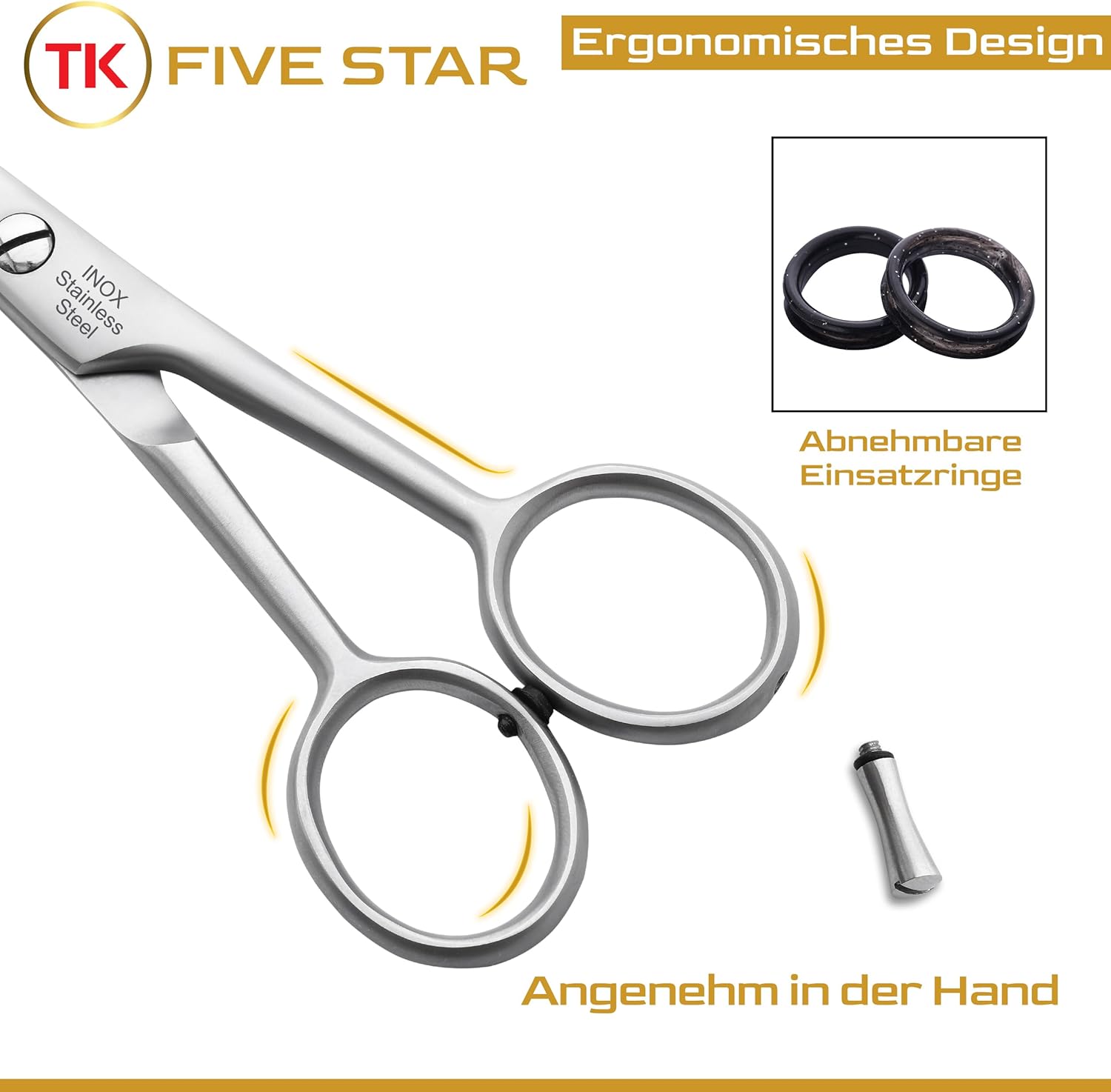 Detalle de TK FIVE STAR Signature: forbici professionali da parrucchiere da 6 pollici, antiruggine e ultra affilate