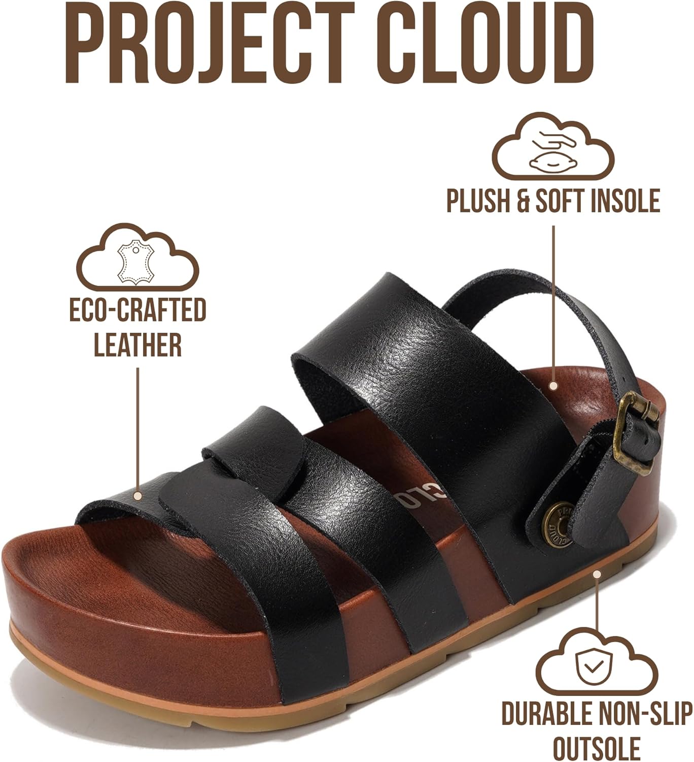 Thumbnail 2 de Project Cloud Platform Sandals for Women – Strappy Wedges with Plush & Soft Insole, Non-Slip Platform