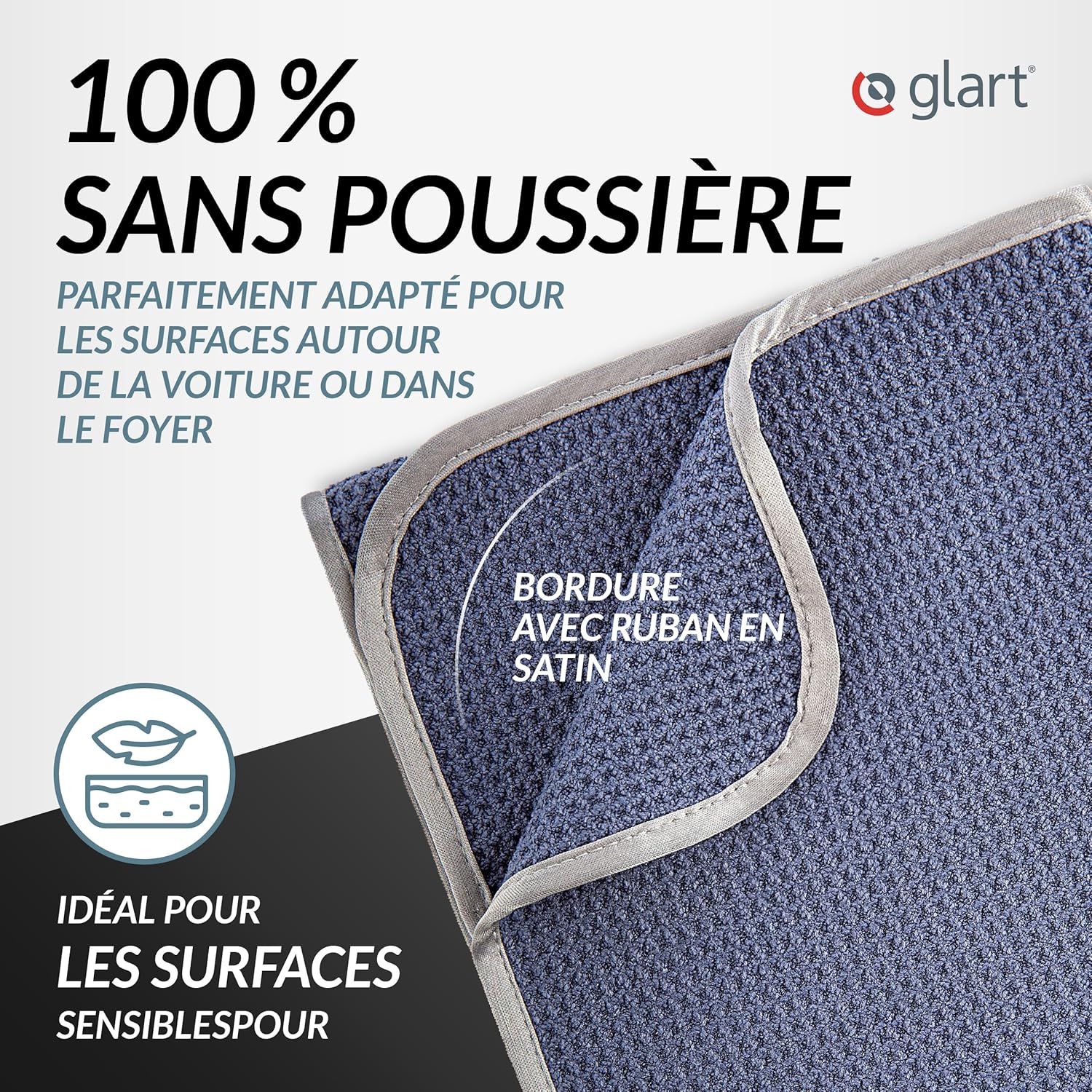 Thumbnail 3 de Glart 47TB Lot de 2 Chiffons Microfibre XXL 70×40 cm – séchage doux et absorbant pour peinture, verre et carrosserie