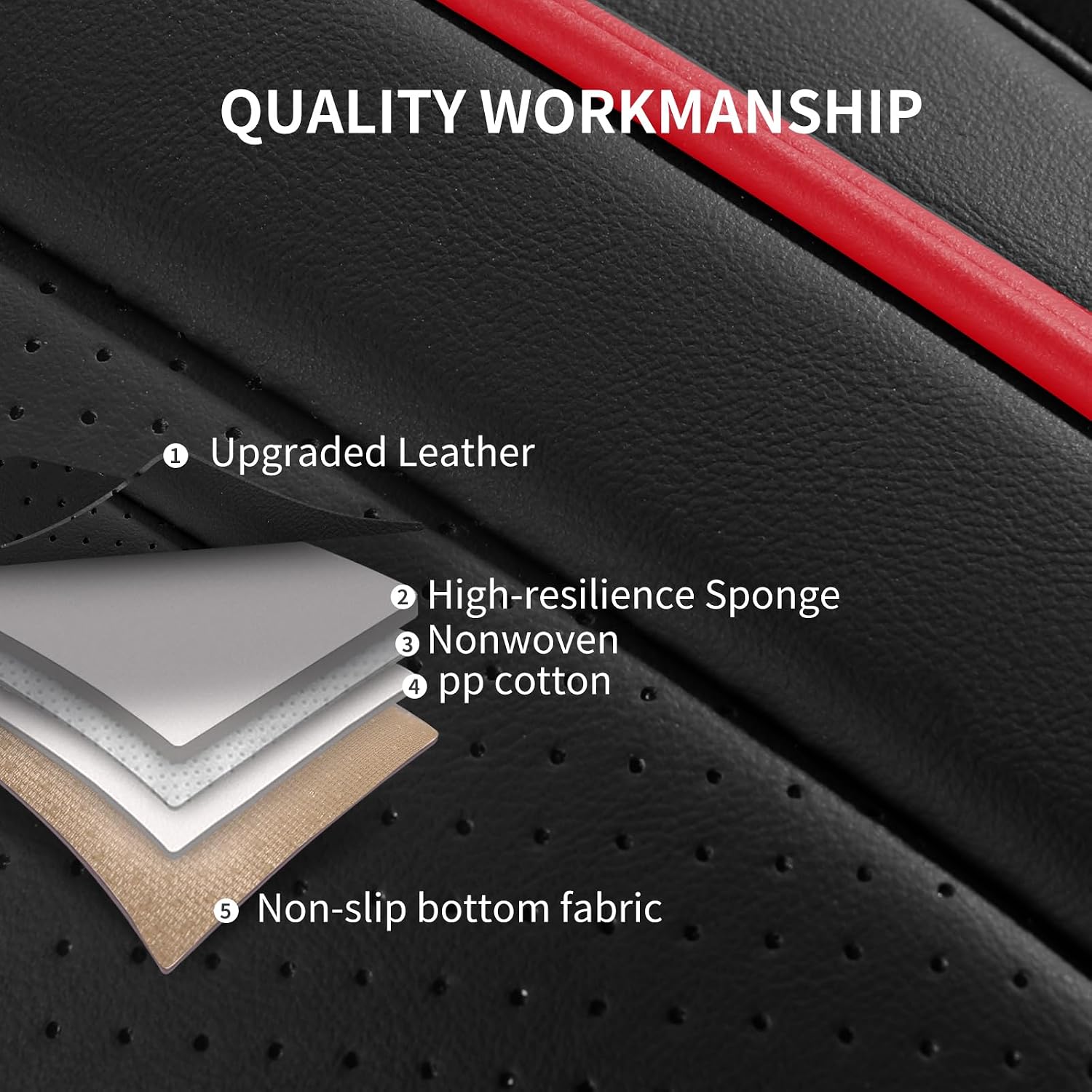Thumbnail 6 de HChengkikz Nappa Leather Car Seat Covers Full Set — Waterproof, Airbag Compatible, Universal Fit