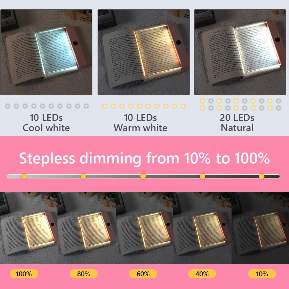 Thumbnail 2 de HOTUT Lightwedge Leselampe – Tragbare, ultradünne Buchlampe mit Augenschutz, Rosa