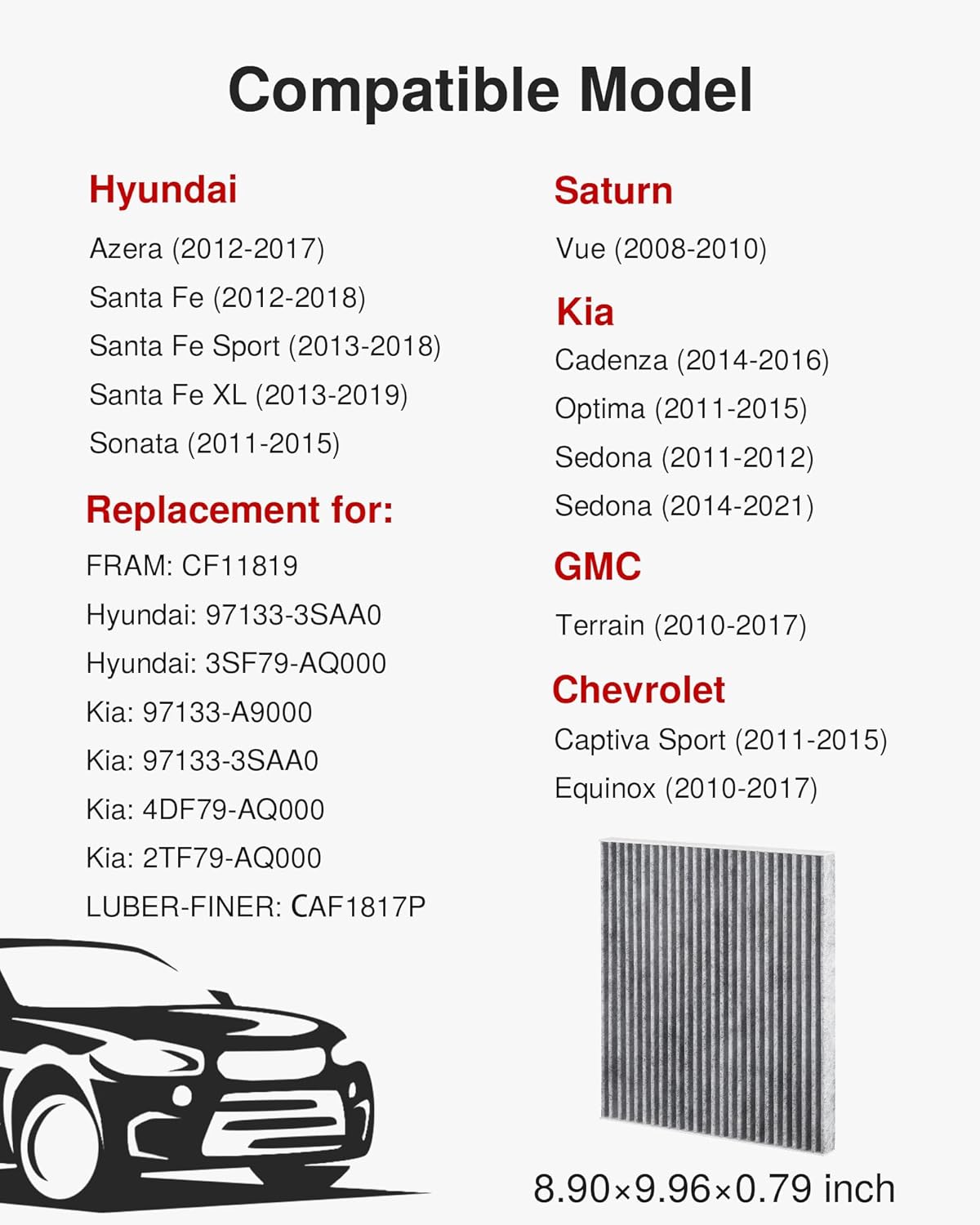 Thumbnail 1 de Puroma Cabin Air Filter with Activated Carbon for CF11819 Replacements