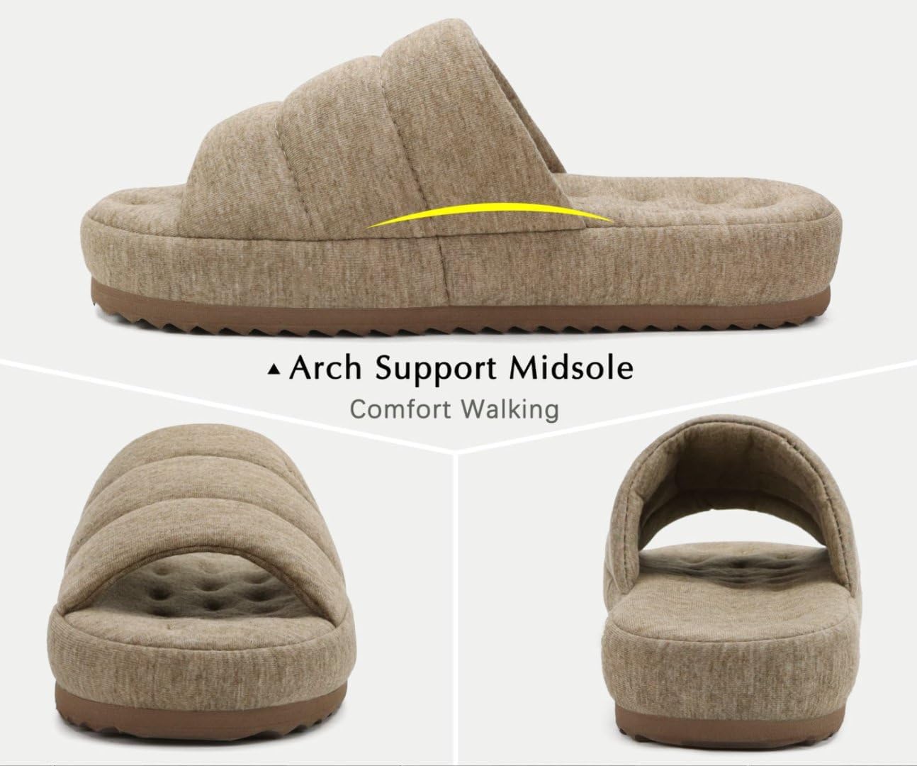 Thumbnail 6 de KuaiLu Men’s Quilted Cotton-Blend Slippers with Memory Foam, Open Toe & Hard Rubber Sole