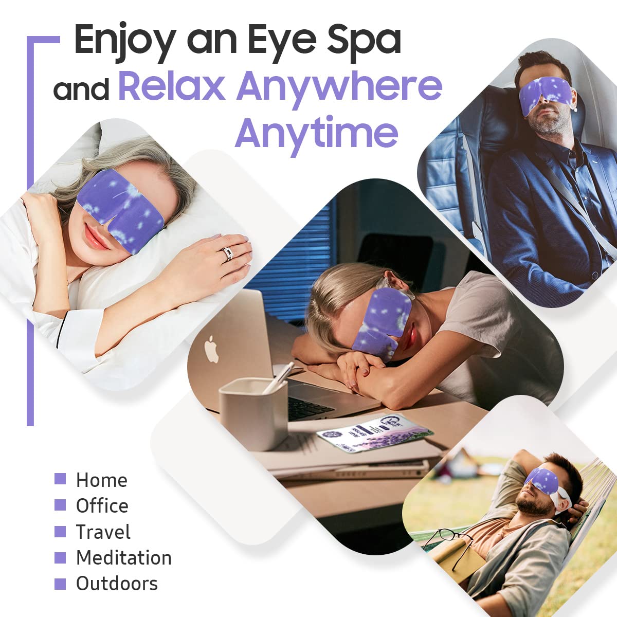 Detalle 2 de BeHoomi Lavender-20 Steam Eye Masks, Self-Heating Disposable 20-Pack