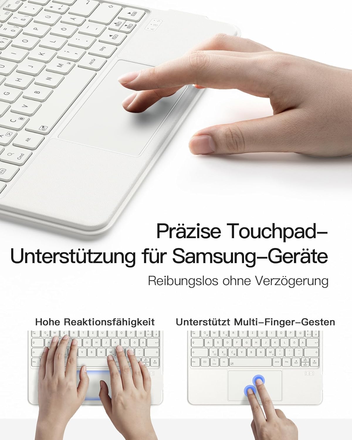 Thumbnail 2 de Inateck Hülle mit Tastatur für Samsung Galaxy Tab S10 Lite / S10 FE / S9 FE / S9 – abnehmbare Tastatur, Touchpad, Doppelständer