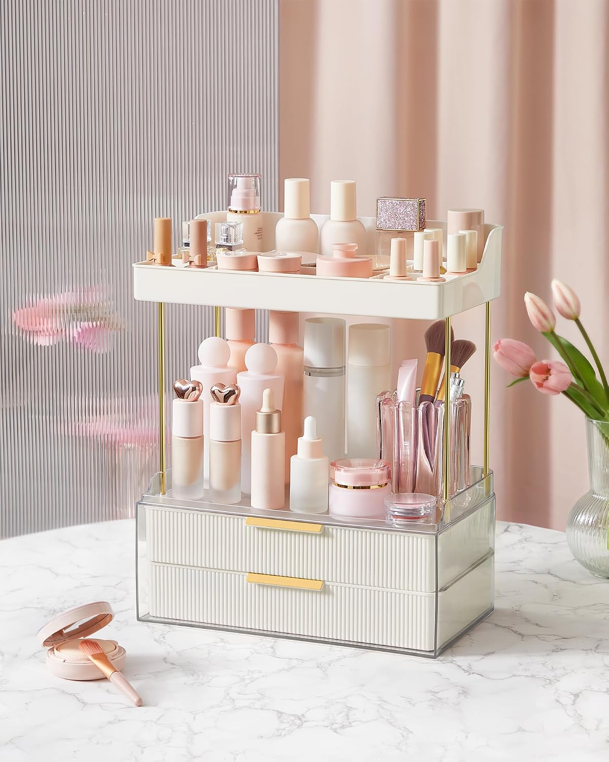 Thumbnail 1 de SONGMICS 4-Layer Makeup Organiser (Cloud White JKA021W01) with 4 dividers