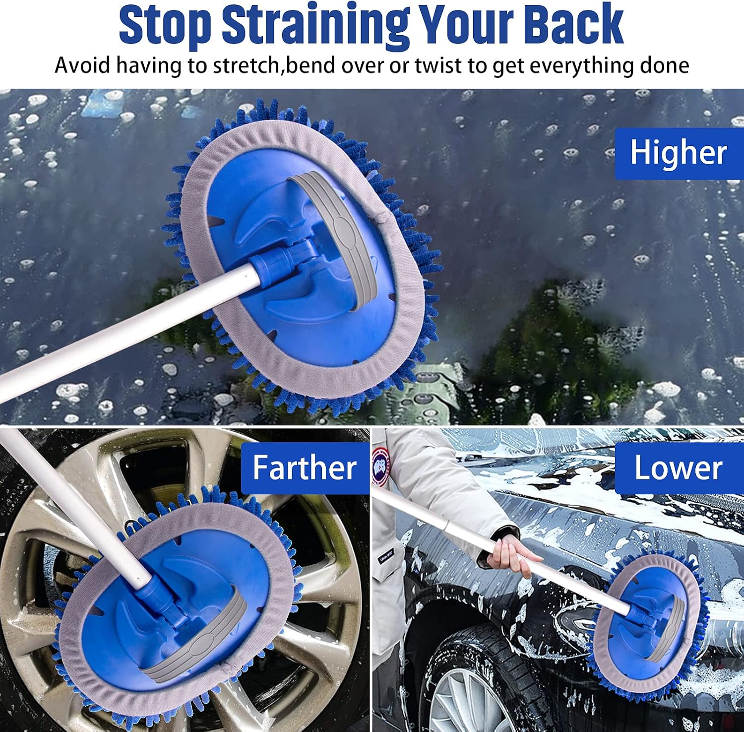 Thumbnail 6 de Car Wash Brush 160cm Microfibre Mop Heads