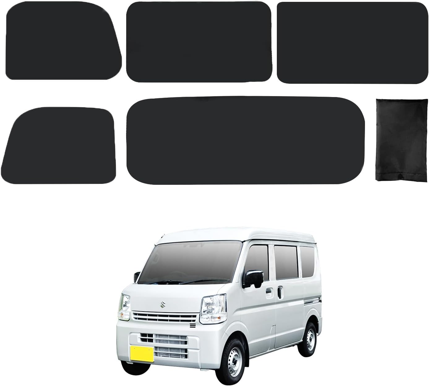 Detalle de セイワ IMP164 エブリイ専用マグネット遮光カーテン 5枚セット、紫外線遮蔽率99.8%