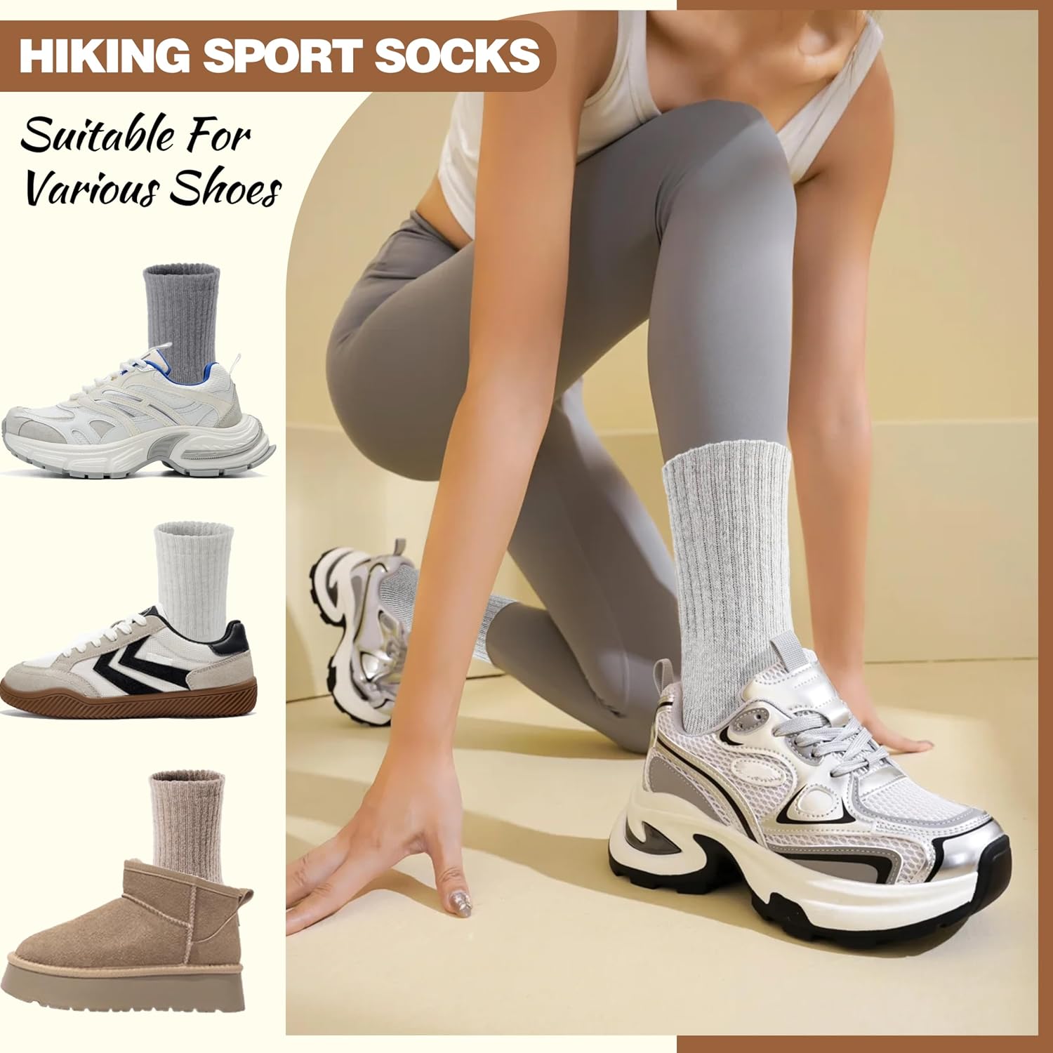 Thumbnail 5 de EBMORE Women's Merino Wool Thermal Socks 5 Pairs