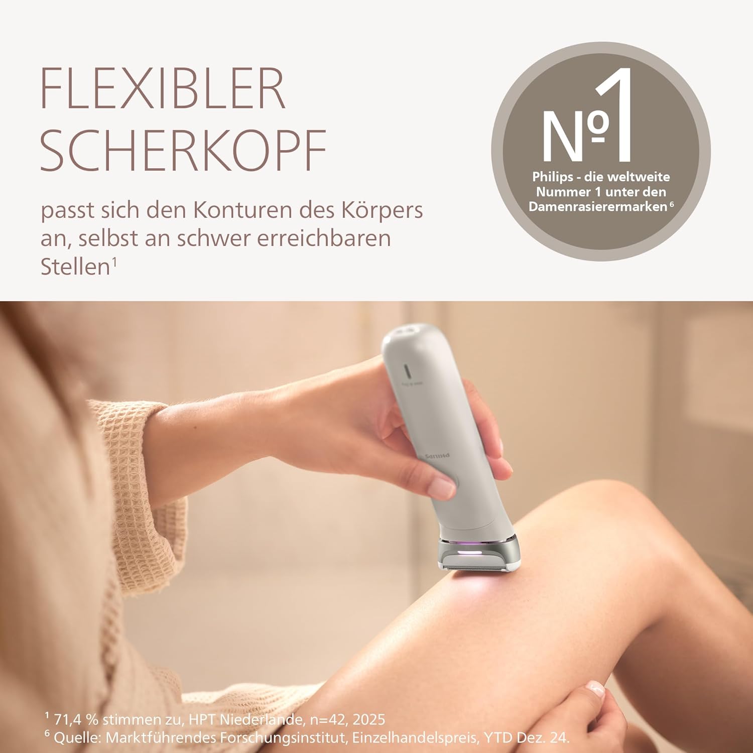 Detalle de Philips Lady Shaver Series 8000 (BRL159/00) – kabelloser Nass- und Trockenrasierer für Gesicht, Beine, Körper & Bikinizone