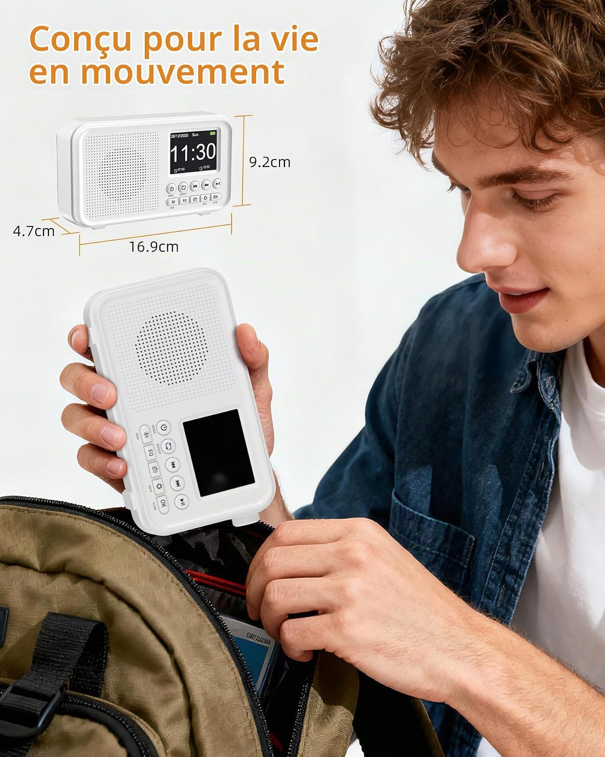 Detalle 2 de Mesqool 1031DAB draagbare DAB/FM-radio met Bluetooth en dubbele wekker