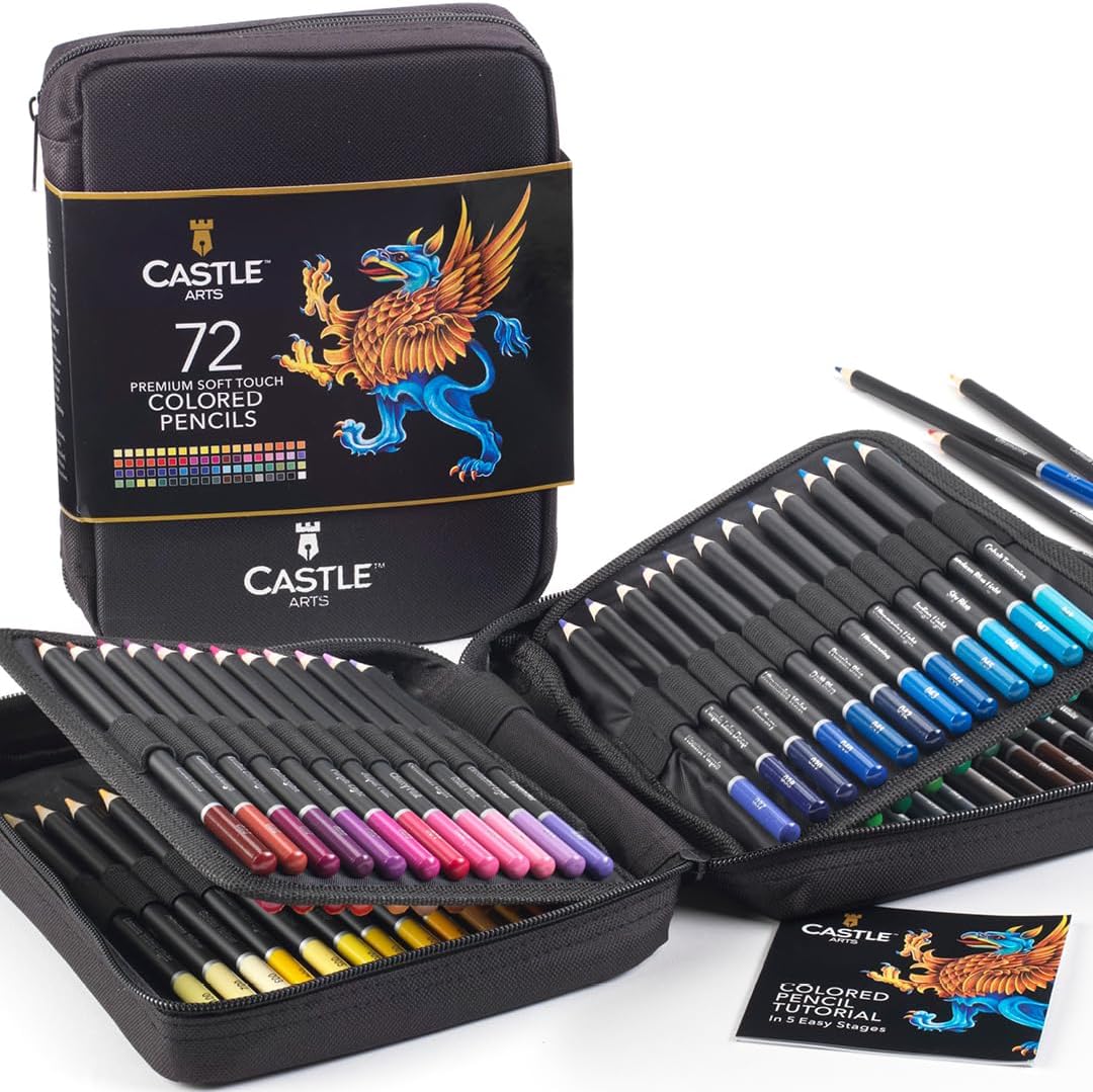 Castle Art Supplies set con zip da 72 matite colorate