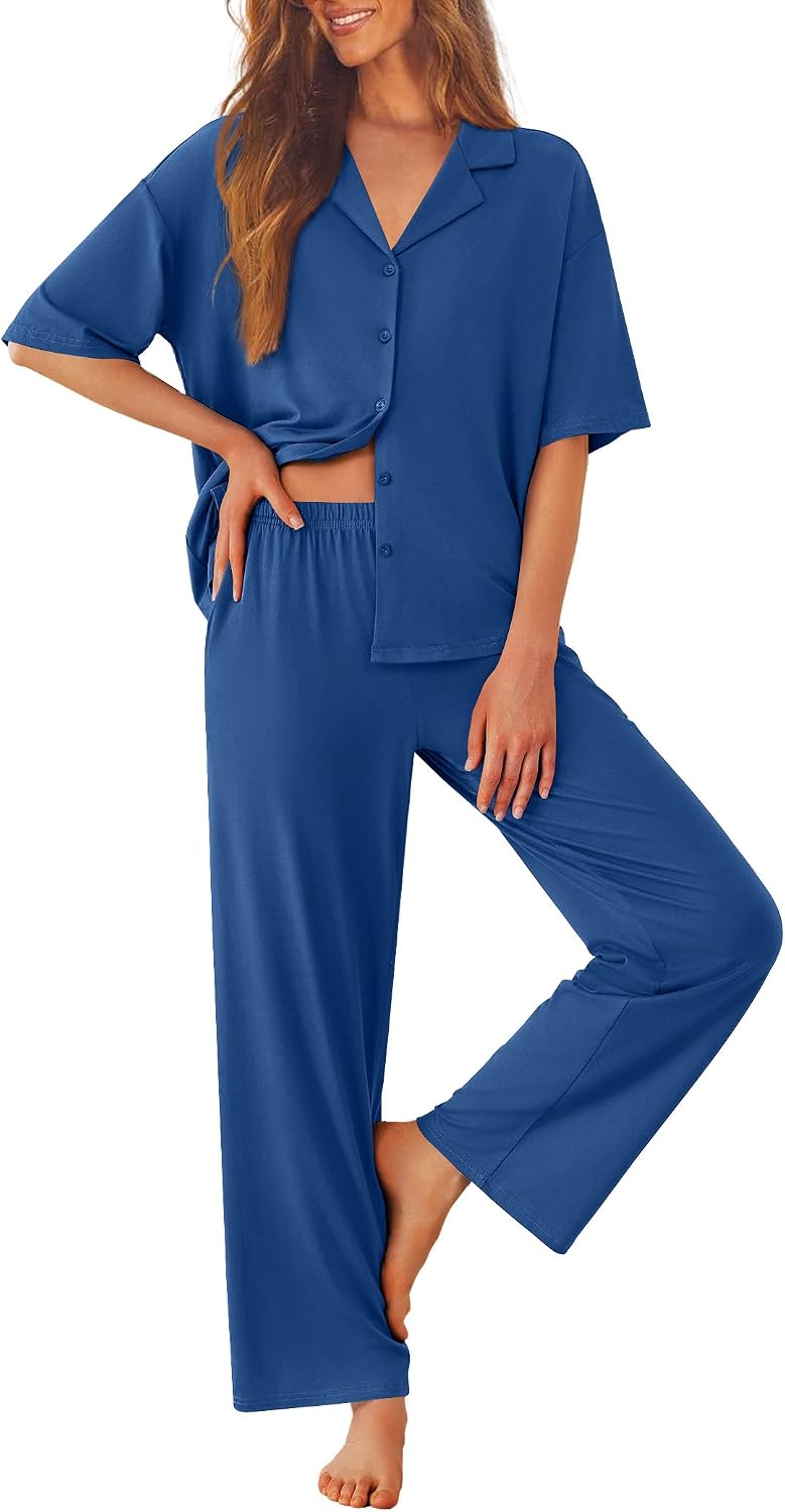 Detalle de Ekouaer Women's Pajama Set, Polyester Blend