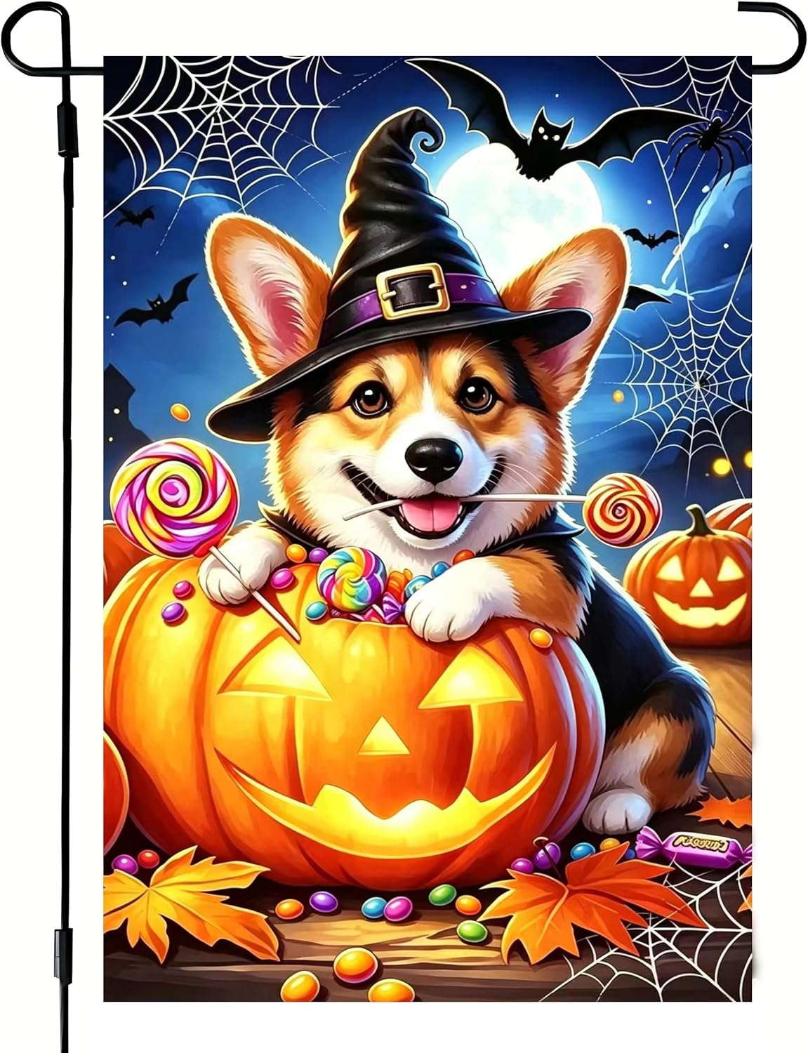 Detalle de Corgi Halloween Garden Flag 12 x 18 in