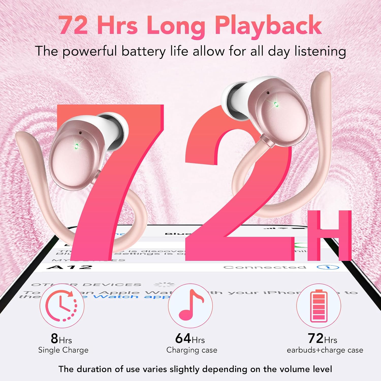 Thumbnail 2 de KT1 Ear Buds: Wireless Earbuds with Earhook, Bluetooth 5.3, Deep Bass and Real‑Time LED Display