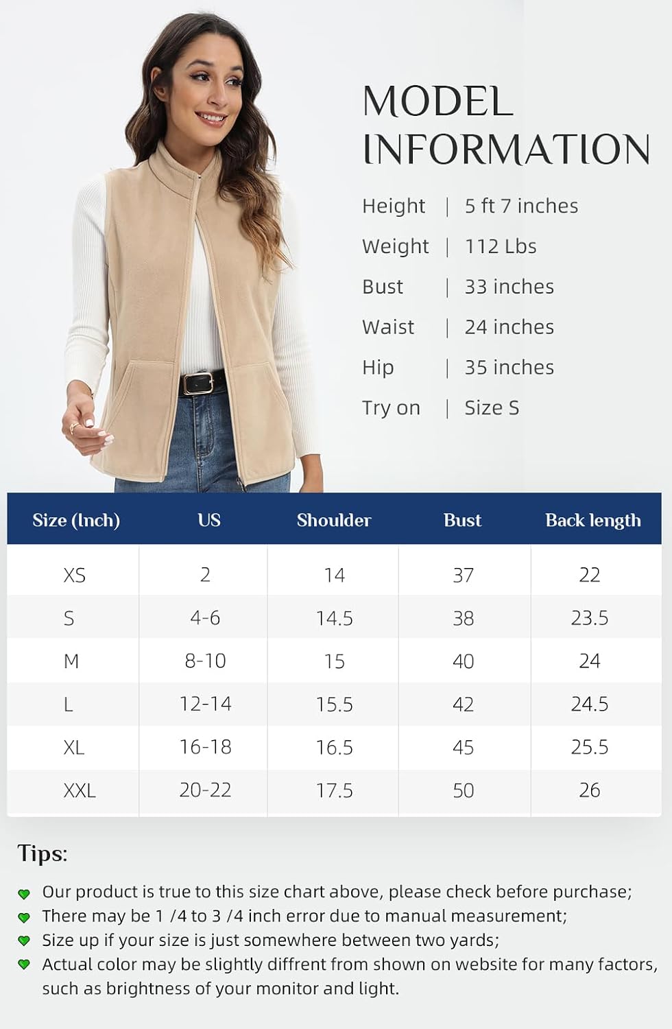Detalle de Xeoxarel Women's Fleece Vest with 6 Pockets, 280 g Fleece and Stretch