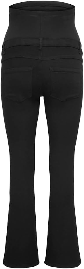 Detalle de Only Maternity Olmrain Life Reg Push Up Flared Noos – Black Denim, Größe L, W x 32L