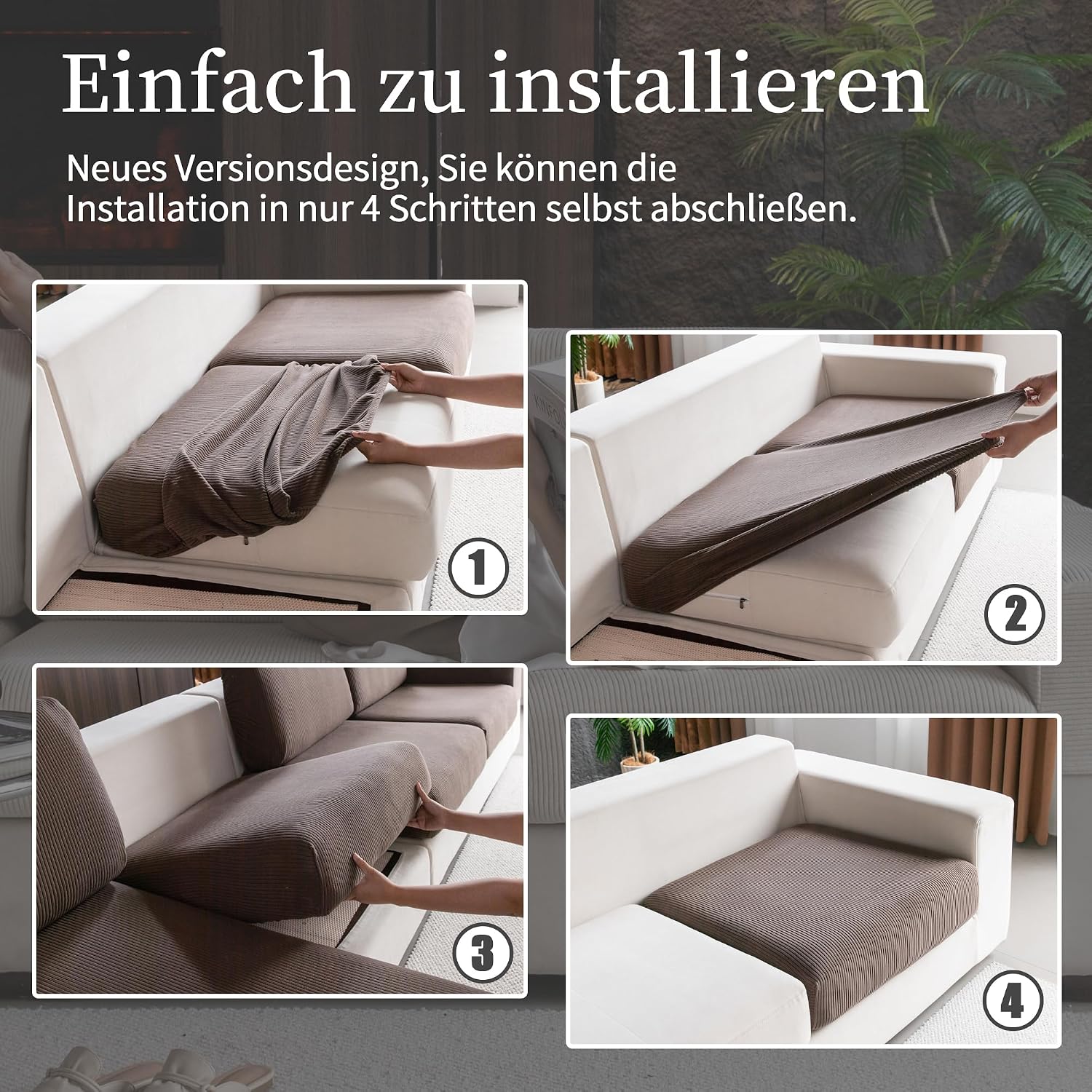 Thumbnail 6 de OHSIO Stretch Sofa Sitzkissenbezug 1x Chaiselongue Bezug đ
