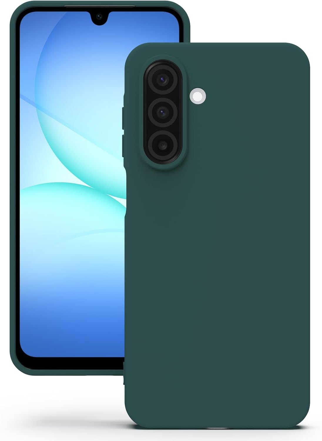 Detalle de YATWIN Silicone Case for Samsung Galaxy A17 – Soft-Touch, Slim, Shockproof, Dark Green