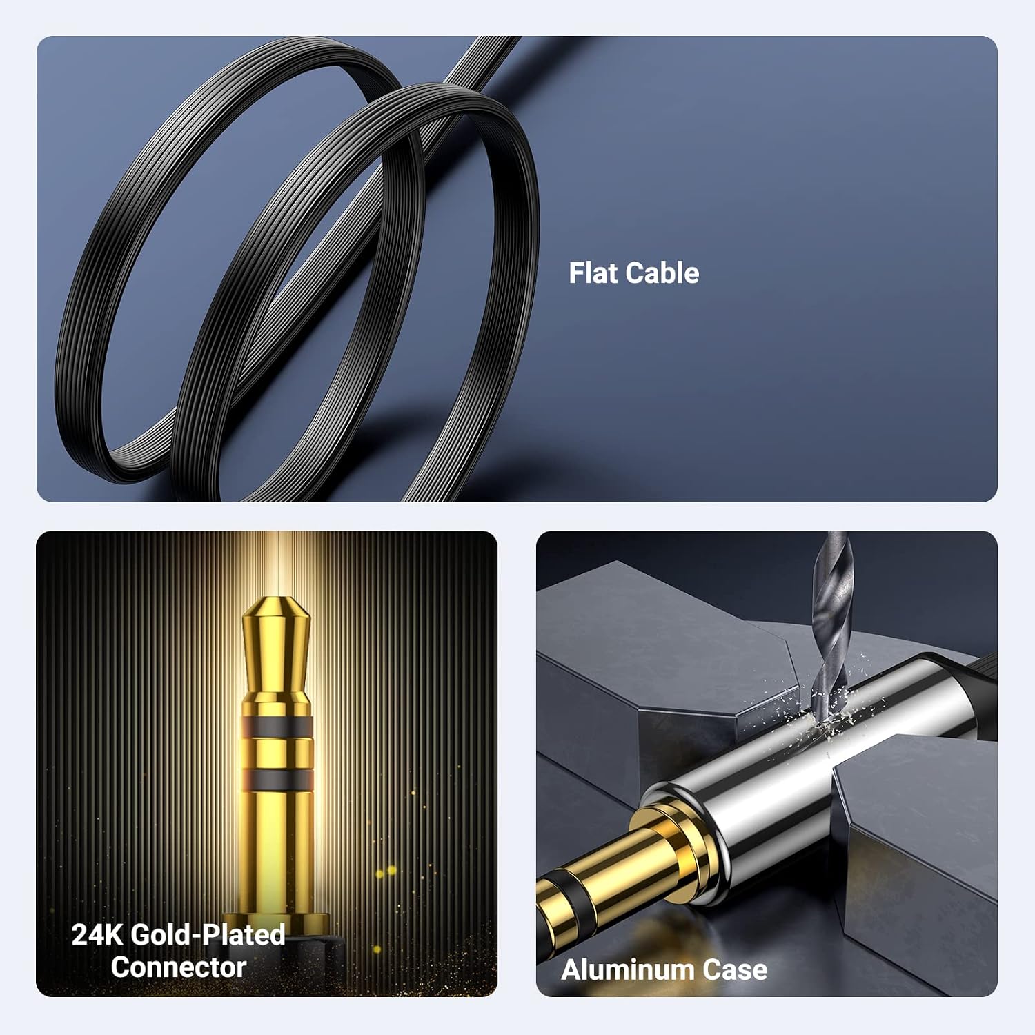 Thumbnail 2 de UGREEN AUX-kabel van 0,5 m met 3,5mm-aansluiting en haakse stekker