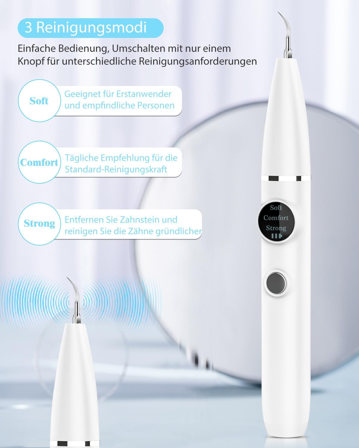 Detalle de Kouric WLAN-Zahnsteinentferner für Menschen, Hunde & Katzen mit 1080P-HD-Kamera, LED und 3 Modi
