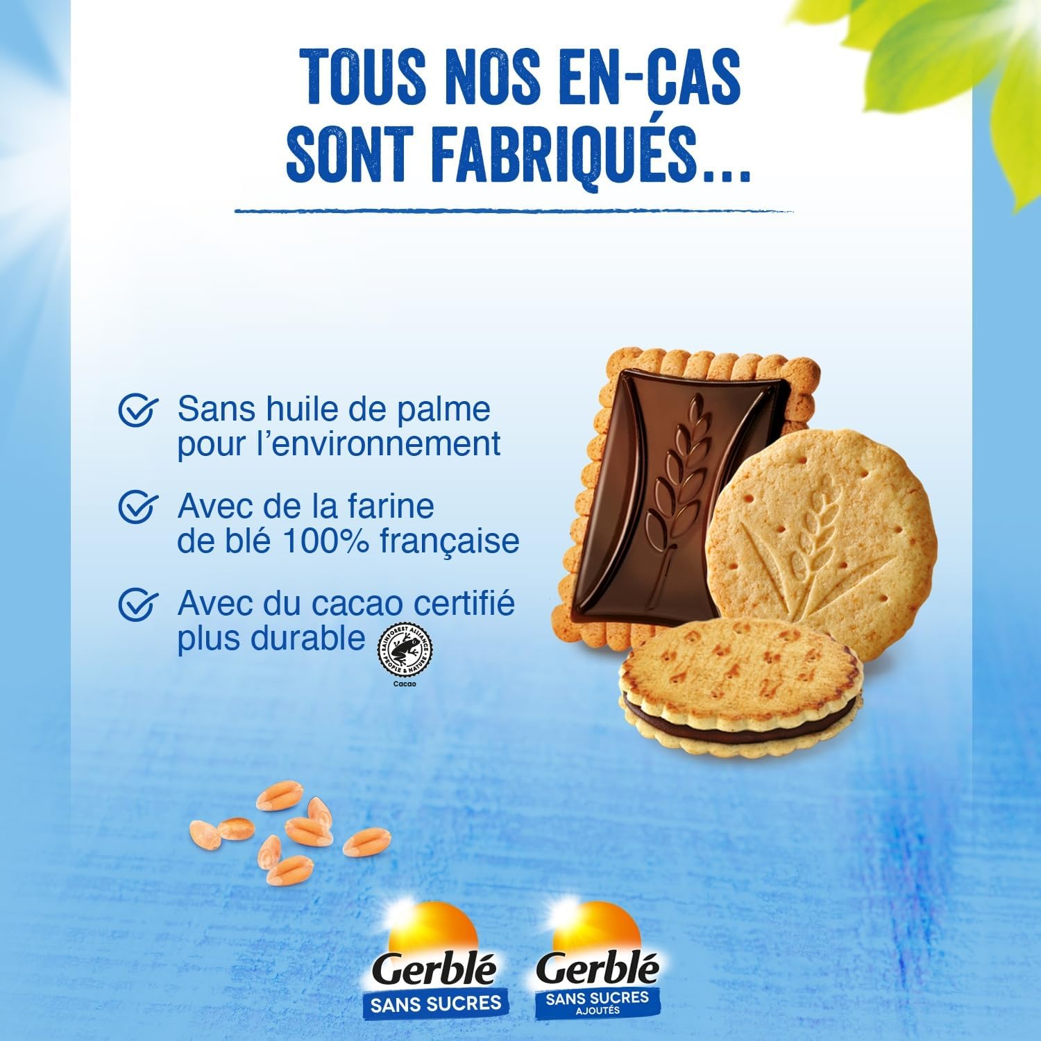 Detalle de Gerblé Moelleux Tout Chocolat Sans Sucres – Gâteau Individuel Gourmand, sans huile de palme, 7 sachets (196 g)