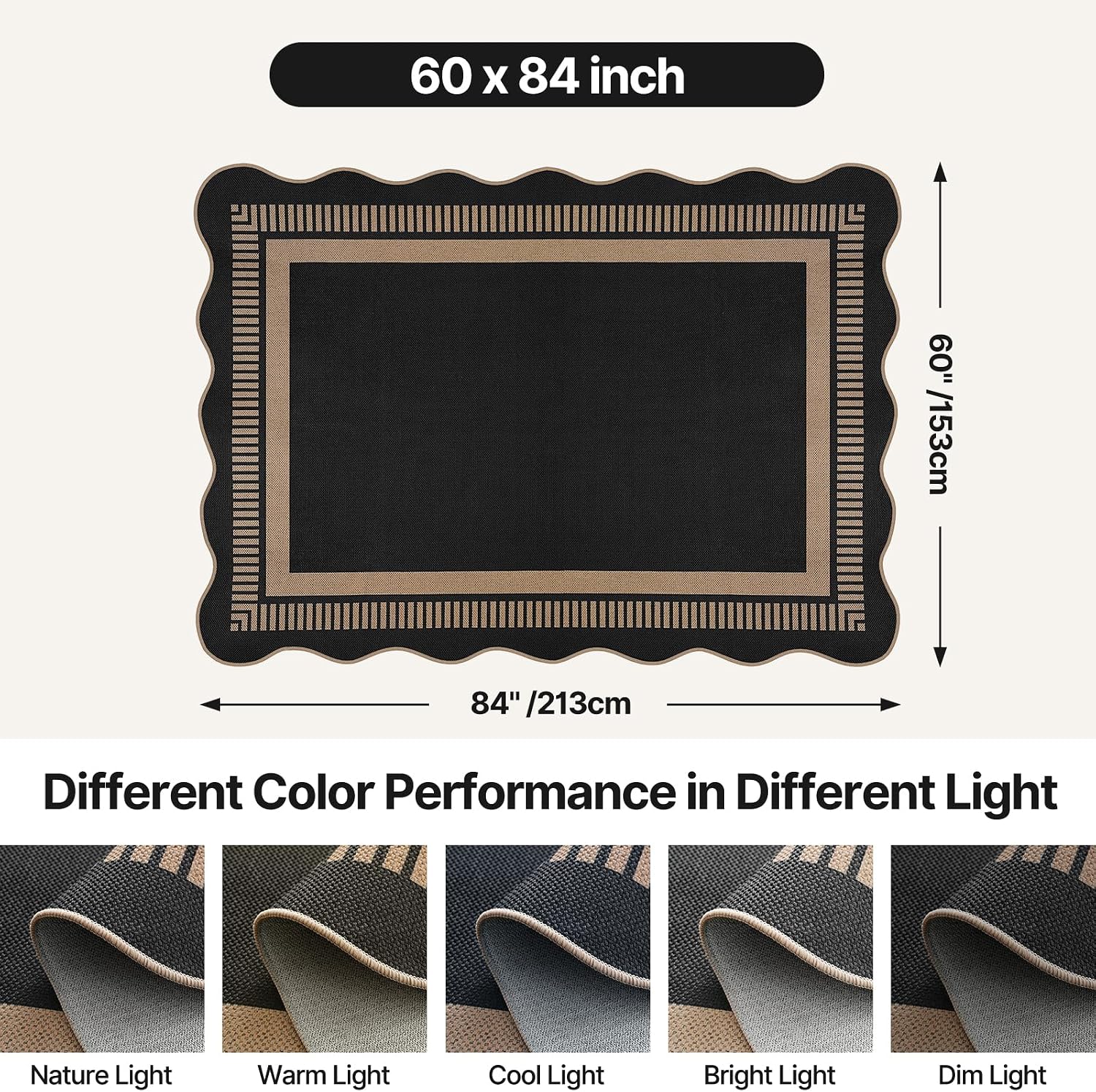 Detalle 2 de Dadasgk LDYUS-A022-Black-5x7 5' x 7' Washable Indoor-Outdoor Area Rug