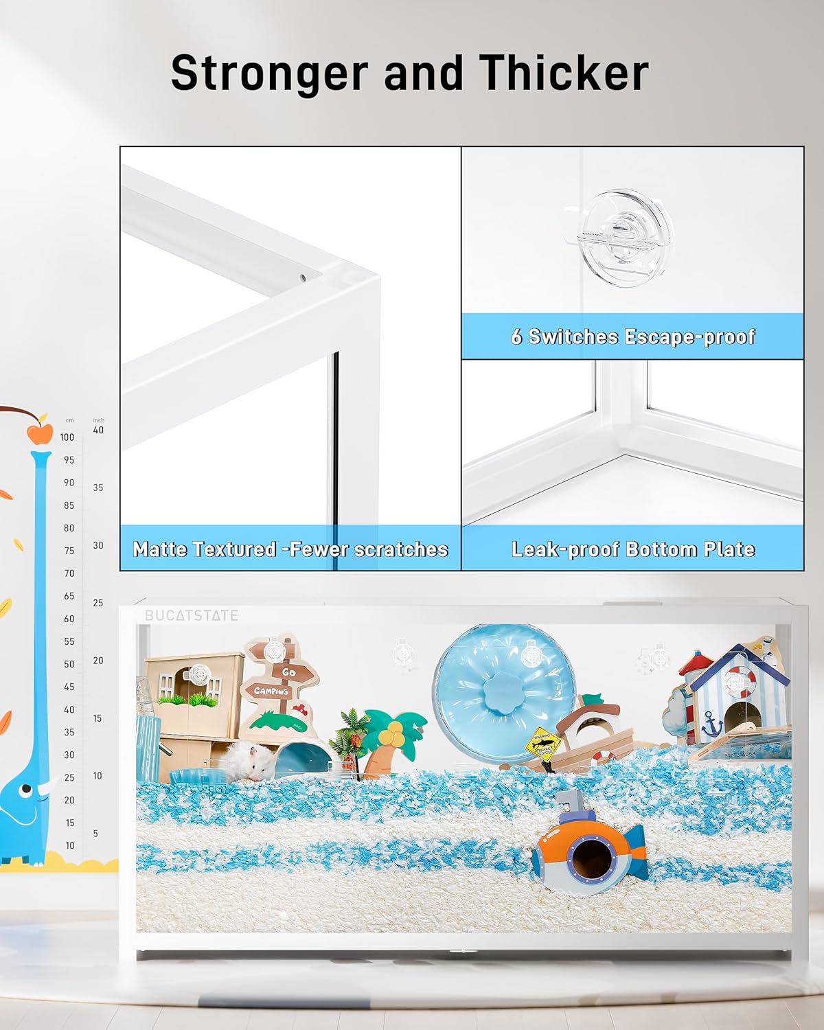 Thumbnail 6 de BUCATSTATE Hamster Cage 3.0 metal large cage with top access (120L x 60W x 62H cm) for Syrian, dwarf hamsters & more