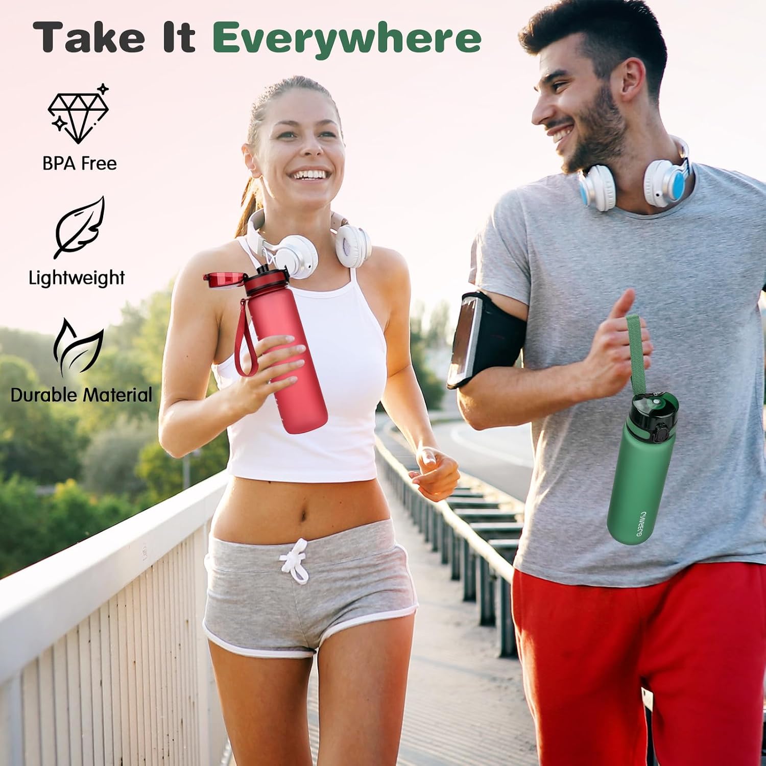 Detalle de Gobravio 1L BPA free sports bottle