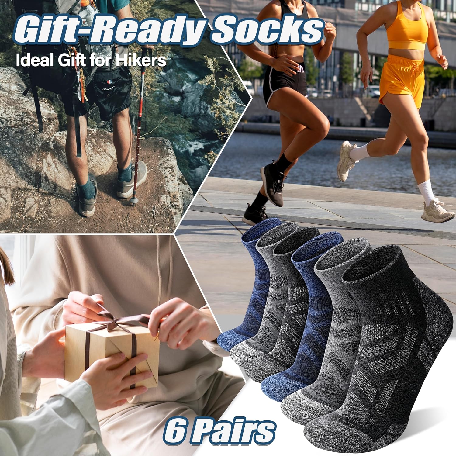 Detalle 2 de ANTSANG Merino Wool Hiking Socks, 6 Pairs