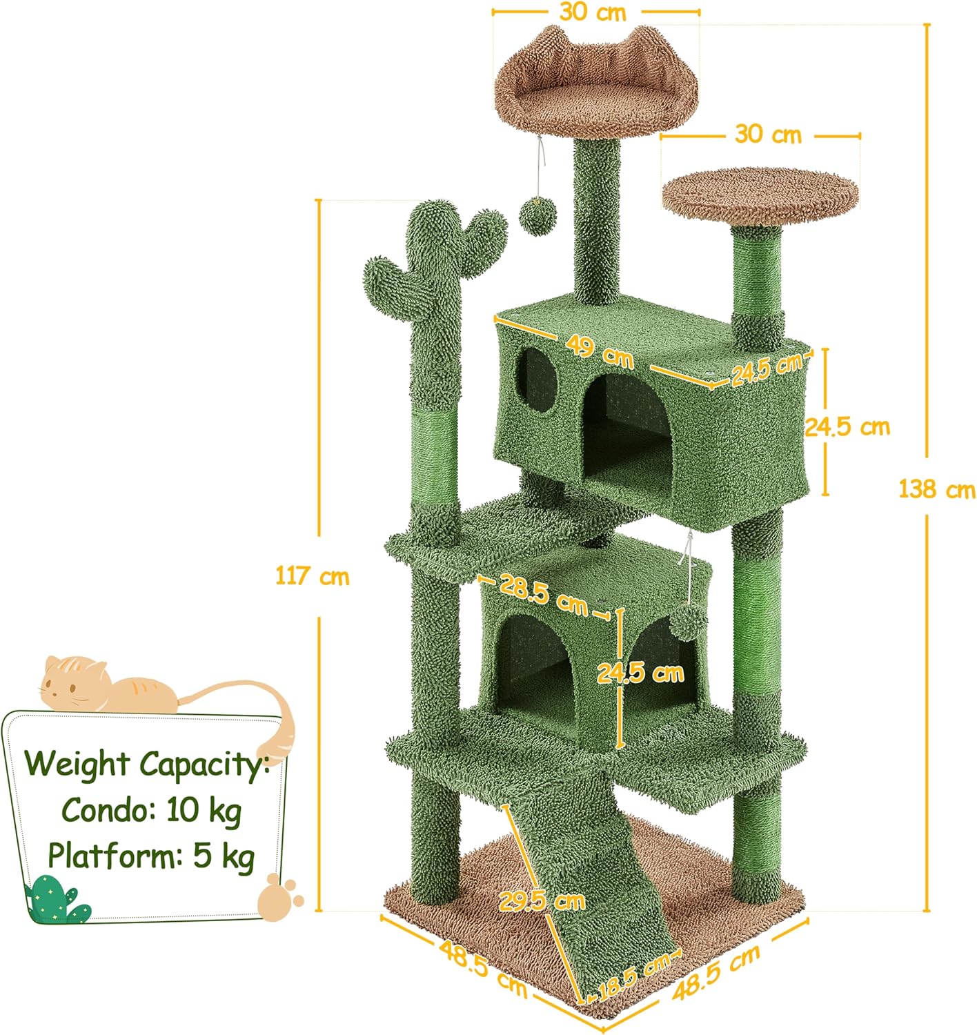 Detalle 1 de Yaheetech Árbol Rascador cactus felpa 138 cm